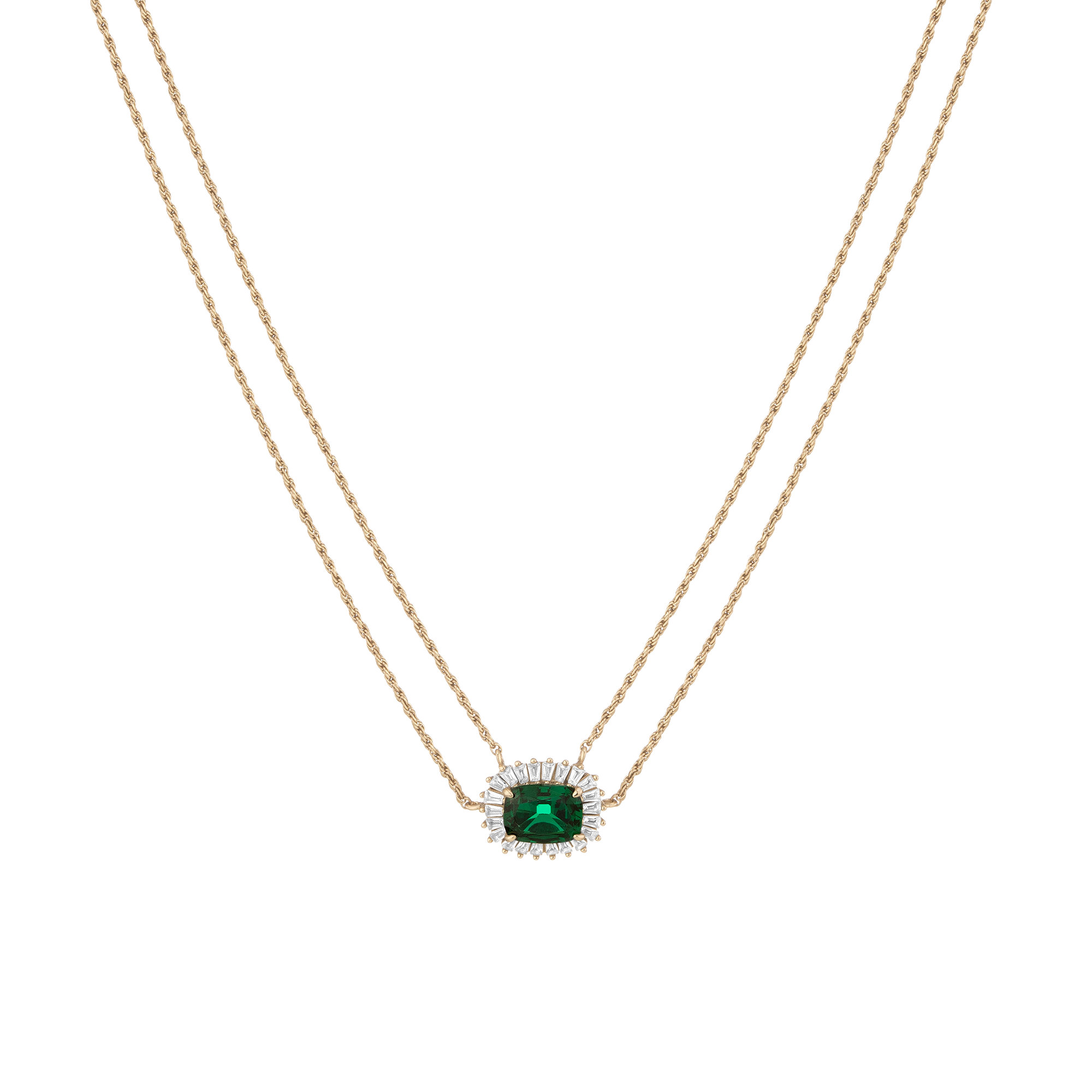 Auratenewyork Lab Grown Green Emerald Alexandra Necklace