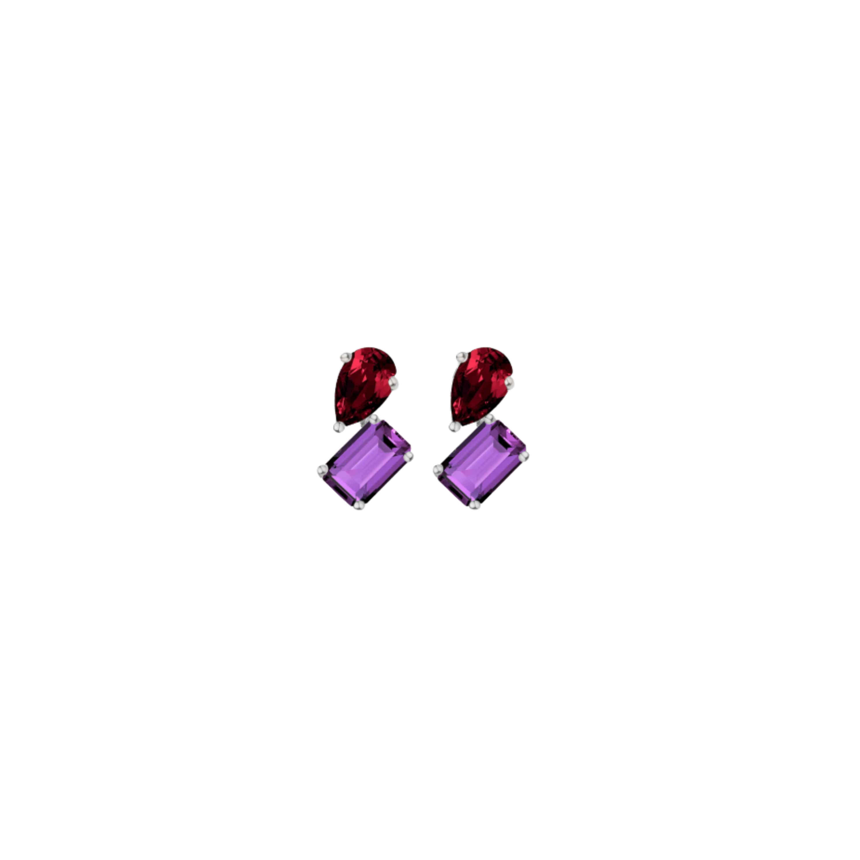 Auratenewyork Toi et Moi Gemstone Mini Heirloom Earring - Amethyst & Garnet