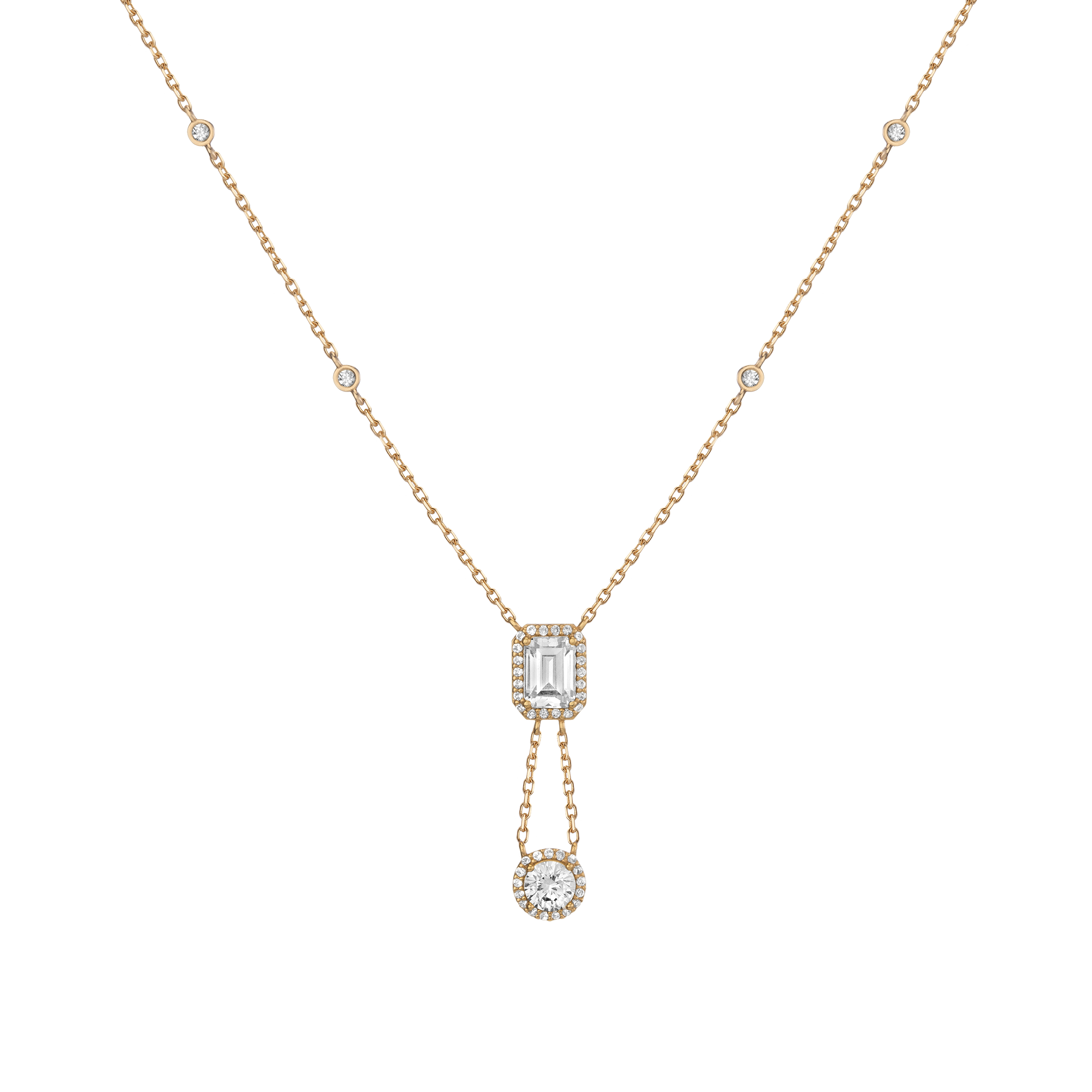 Auratenewyork Lab Grown White Sapphire Edwardian Lariat Necklace
