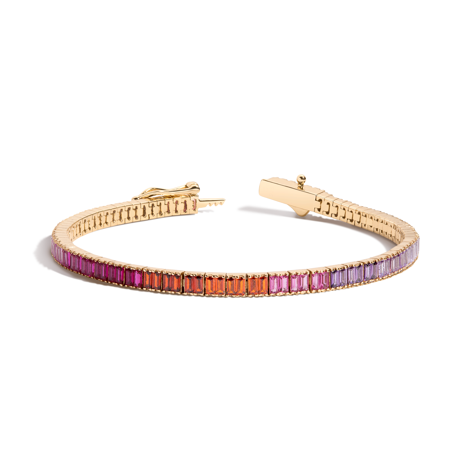 Auratenewyork Pink Ombré Baguette Tennis Bracelet