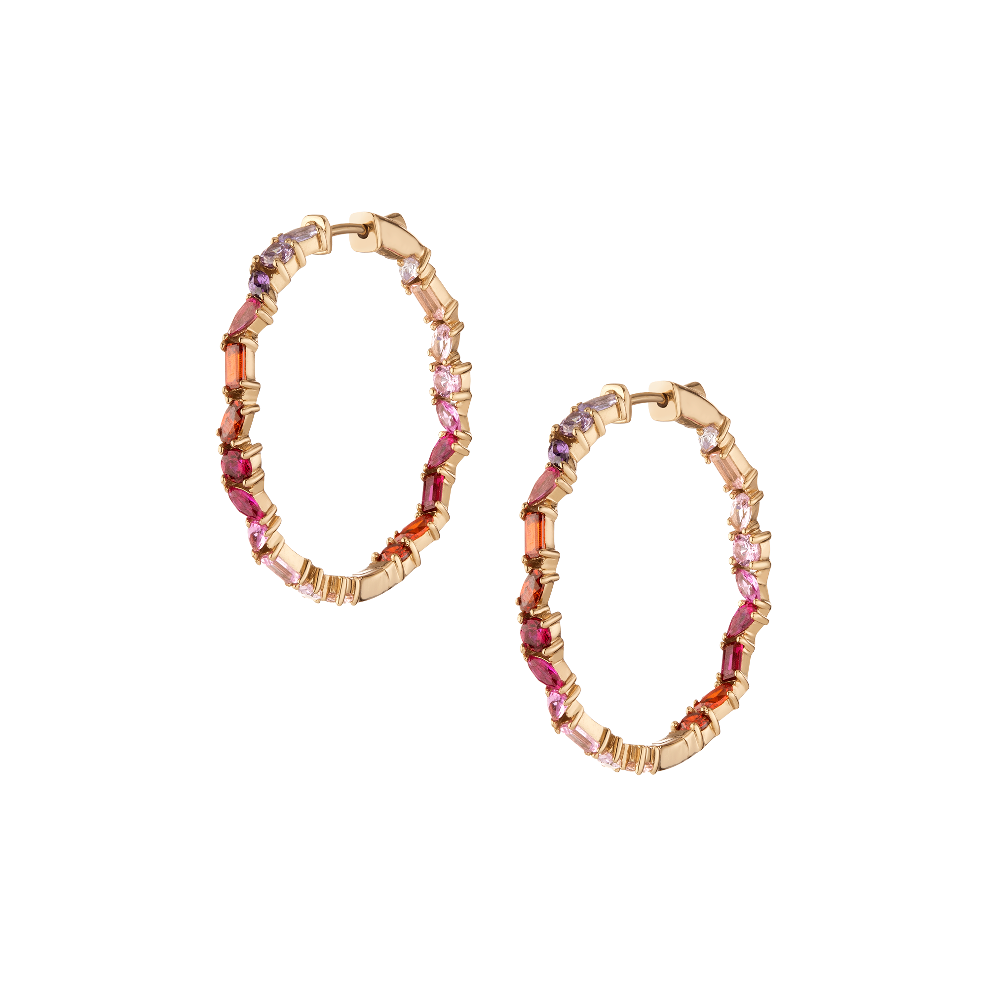 Auratenewyork Pink Ombré Mixed Shape Hoop Earrings