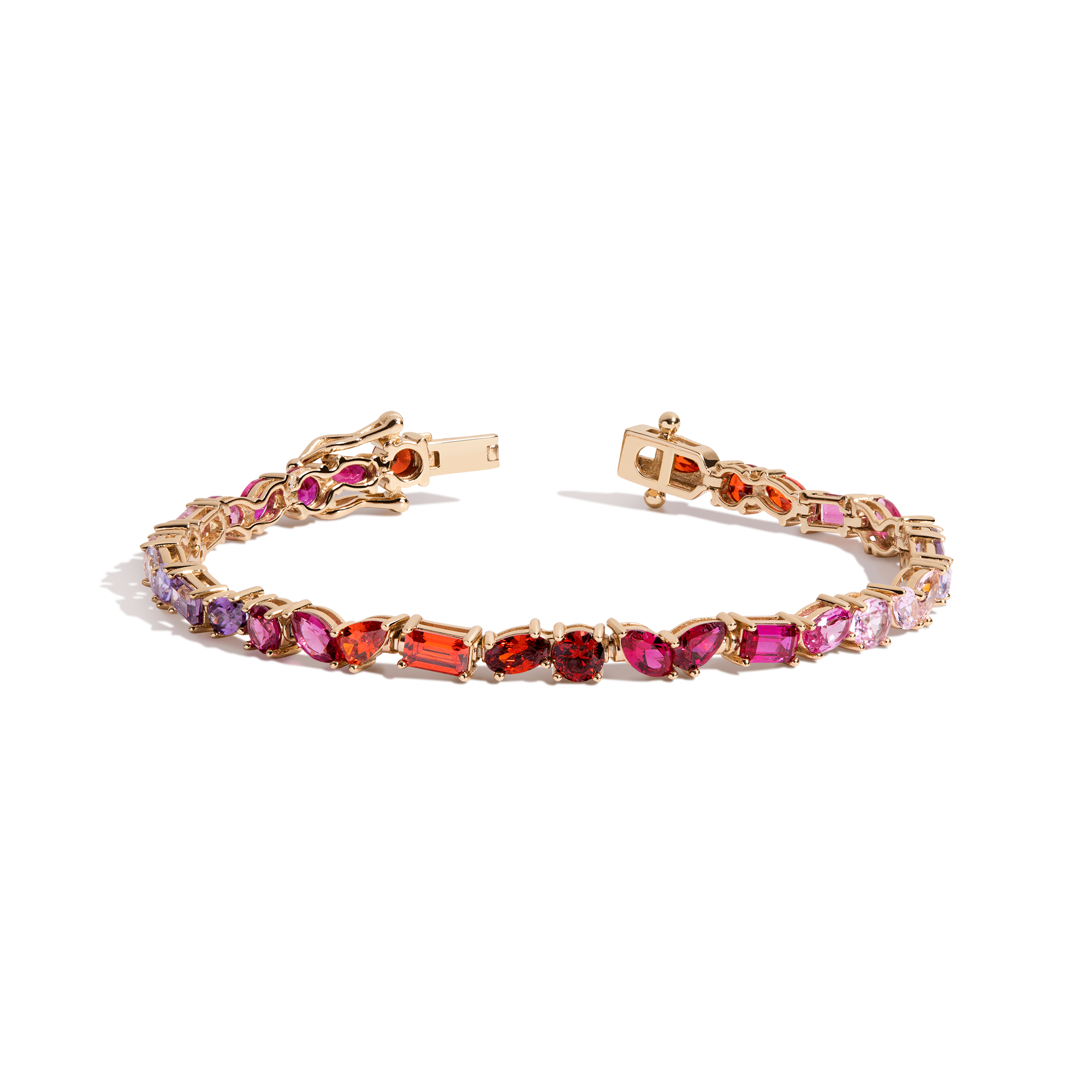 Auratenewyork Pink Ombré Mixed Shape Tennis Bracelet