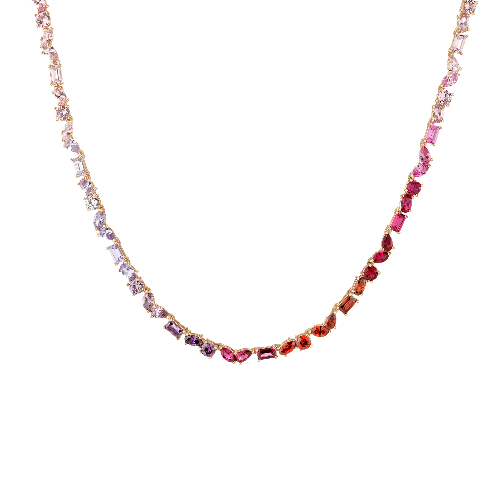 Auratenewyork Pink Ombré Mixed Shape Tennis Necklace