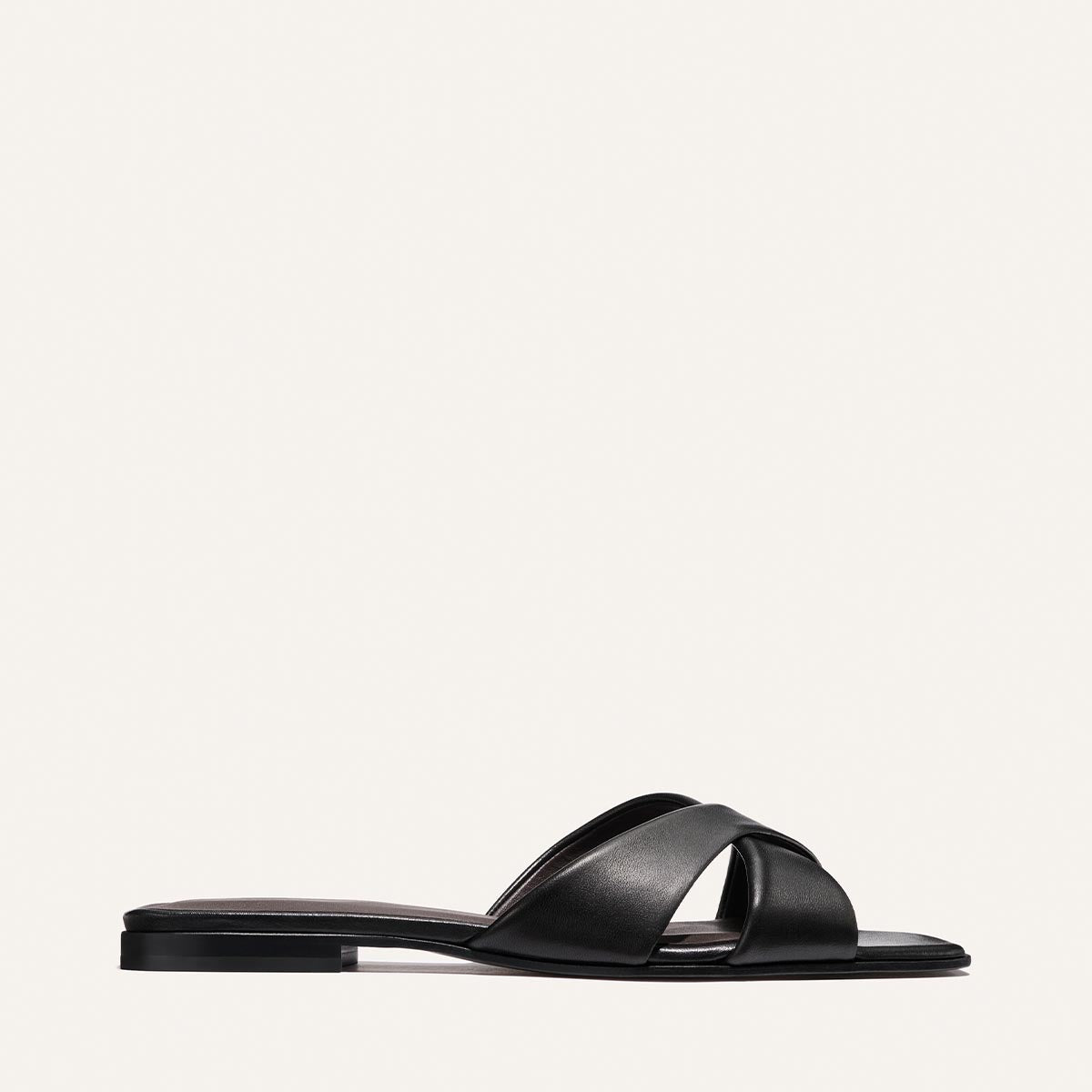 Margaux The Selene Flat Sandal - Black Nappa