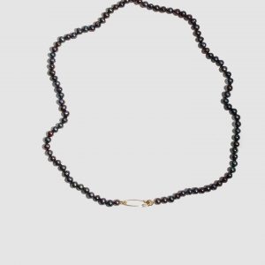 Lorenstewart Black Pearl Safety Pin Necklace