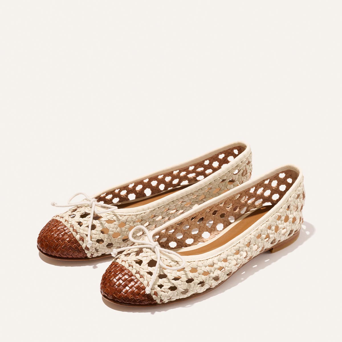 Margaux The Demi - Ecru and Saddle Woven Leather