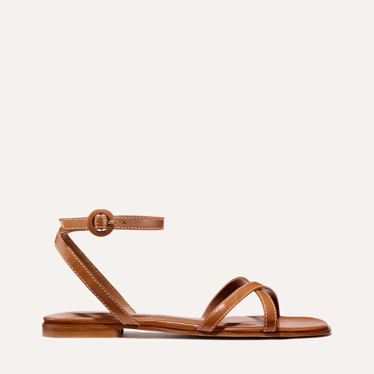 Margaux The Flat Sandal - Saddle Nappa