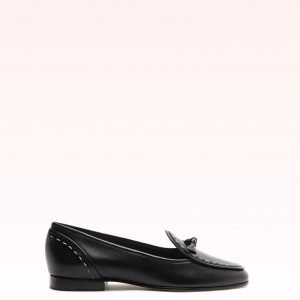 Alexandre Birman Slim Clarita Topstitch Loafer Black