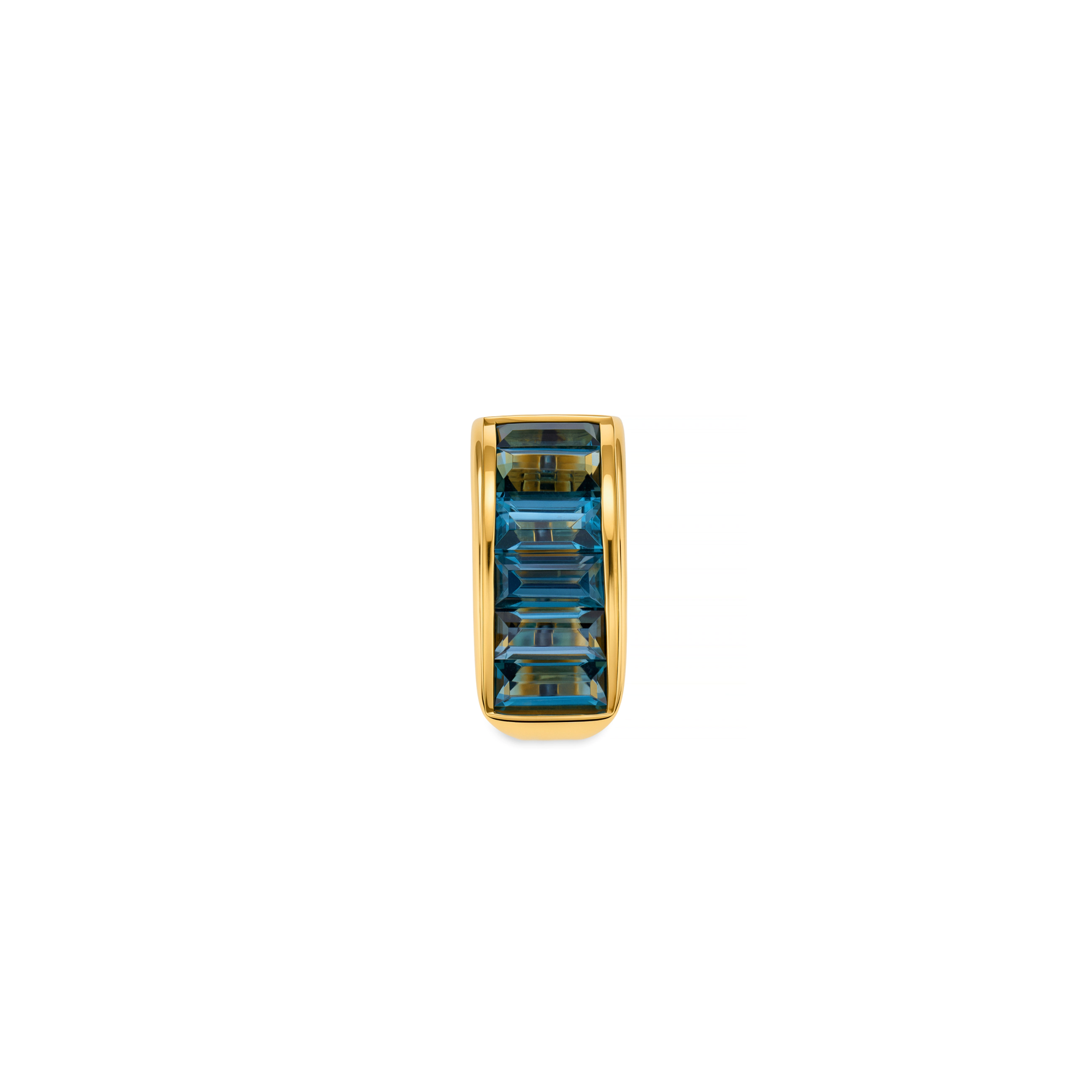 Foundrae Necklace Connector | Baguette Bail Link | London Blue Topaz, Yellow Gold