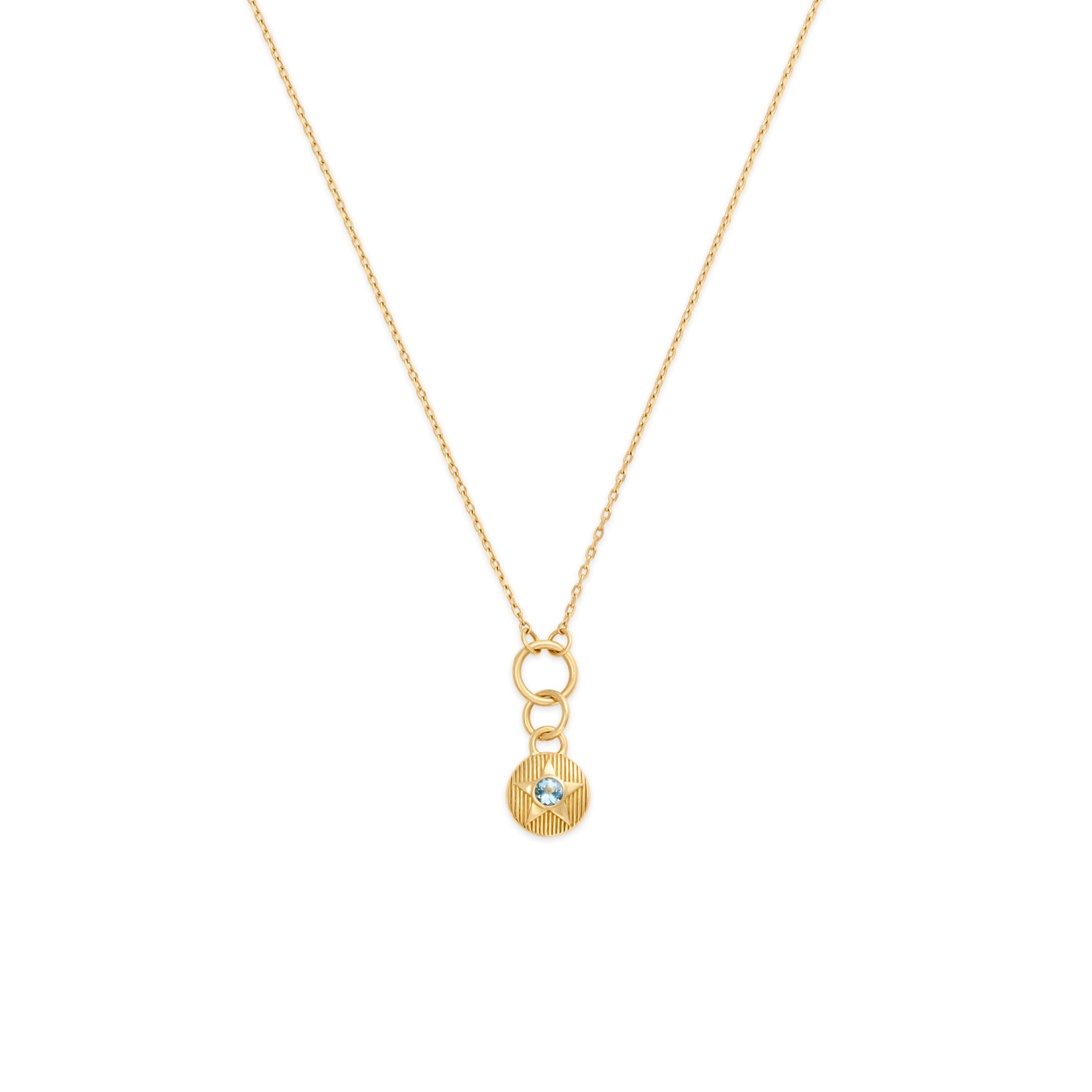 Foundrae Foundation | March Birthday Starstone Thread Necklace | Aquamarine, Yellow Gold