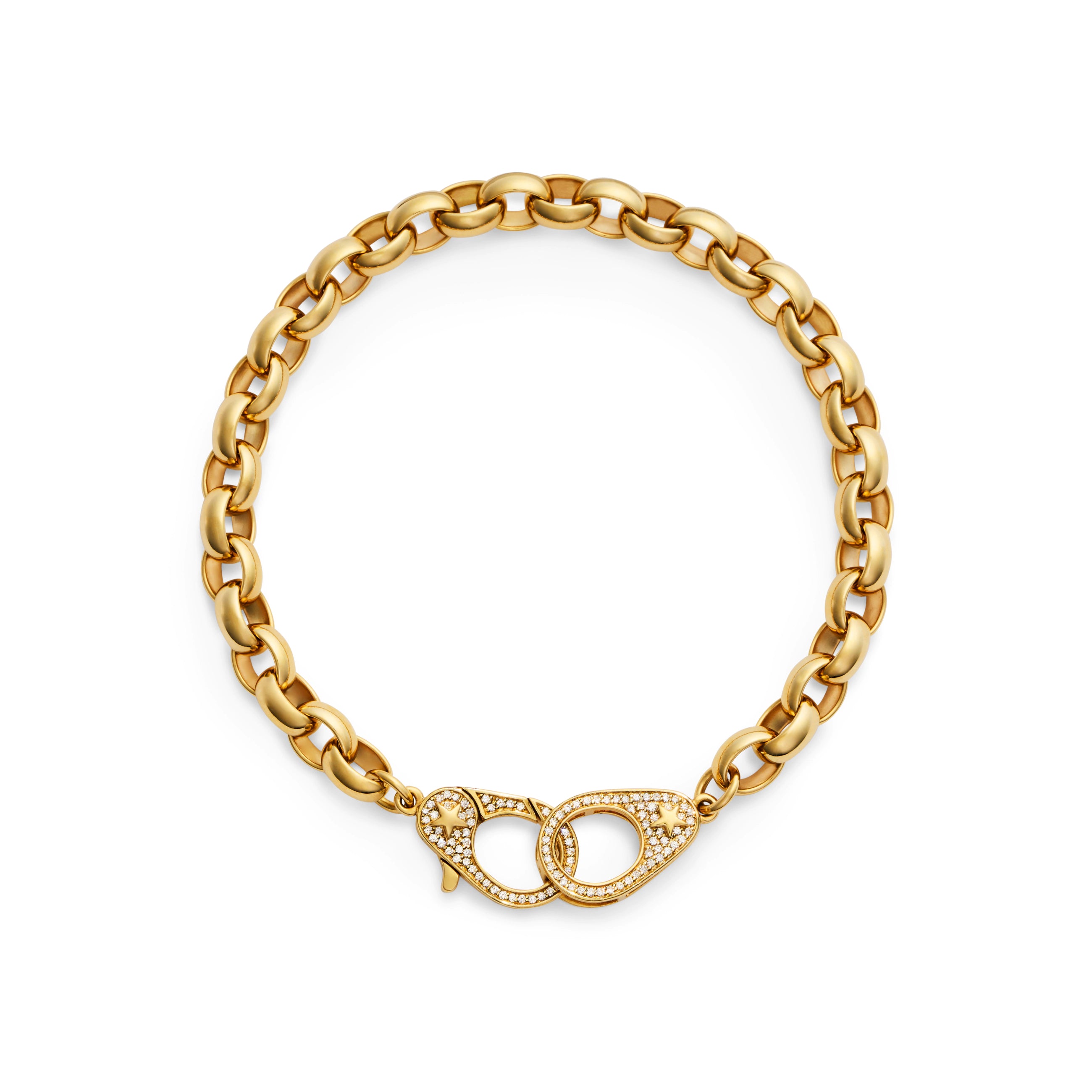 Foundrae Belcher | Oversized Belcher Bracelet with Pavé Sister Hooks | Diamonds, Yellow Gold