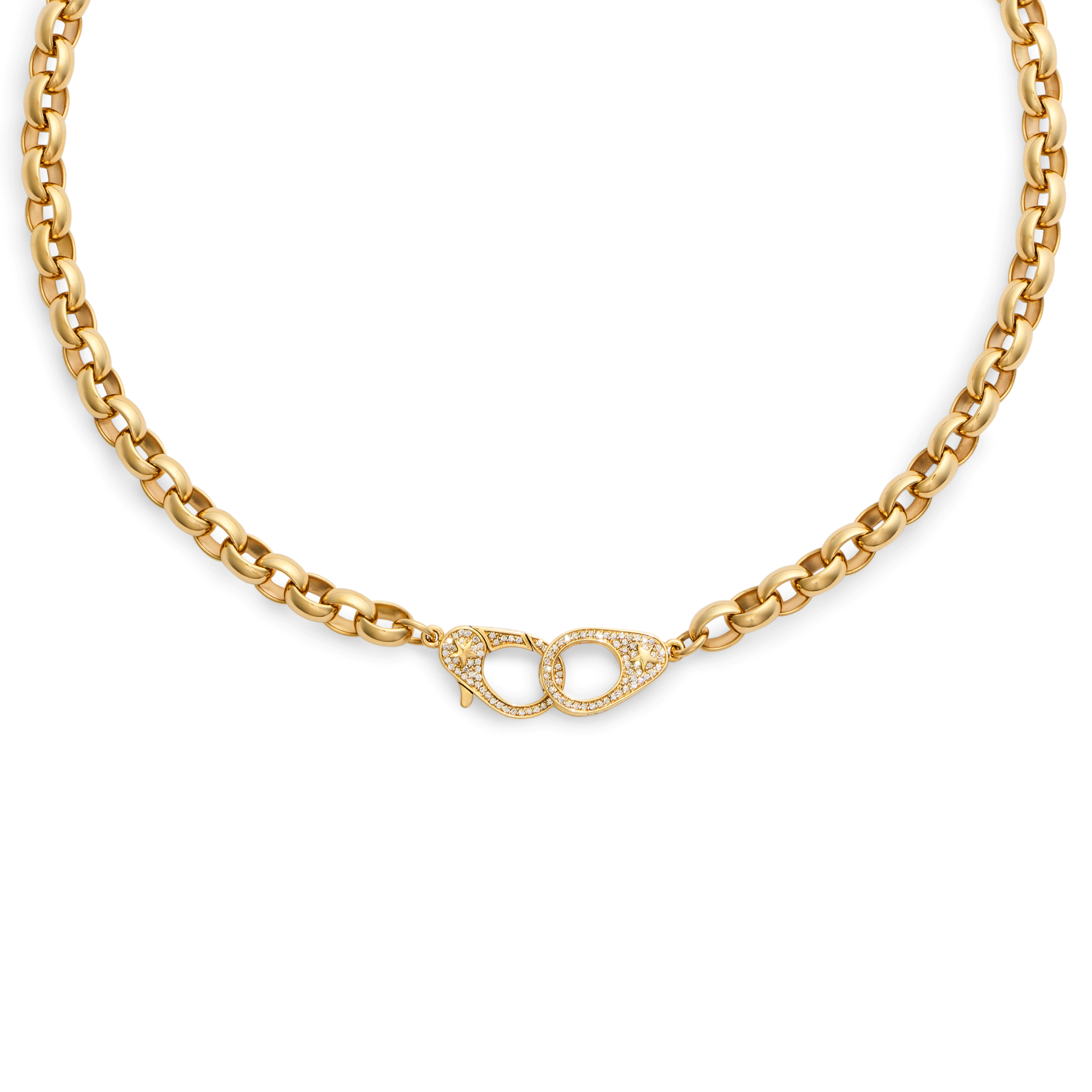 Foundrae Belcher | Oversized Belcher Necklace with Pavé Sister Hooks | Diamonds, Yellow Gold