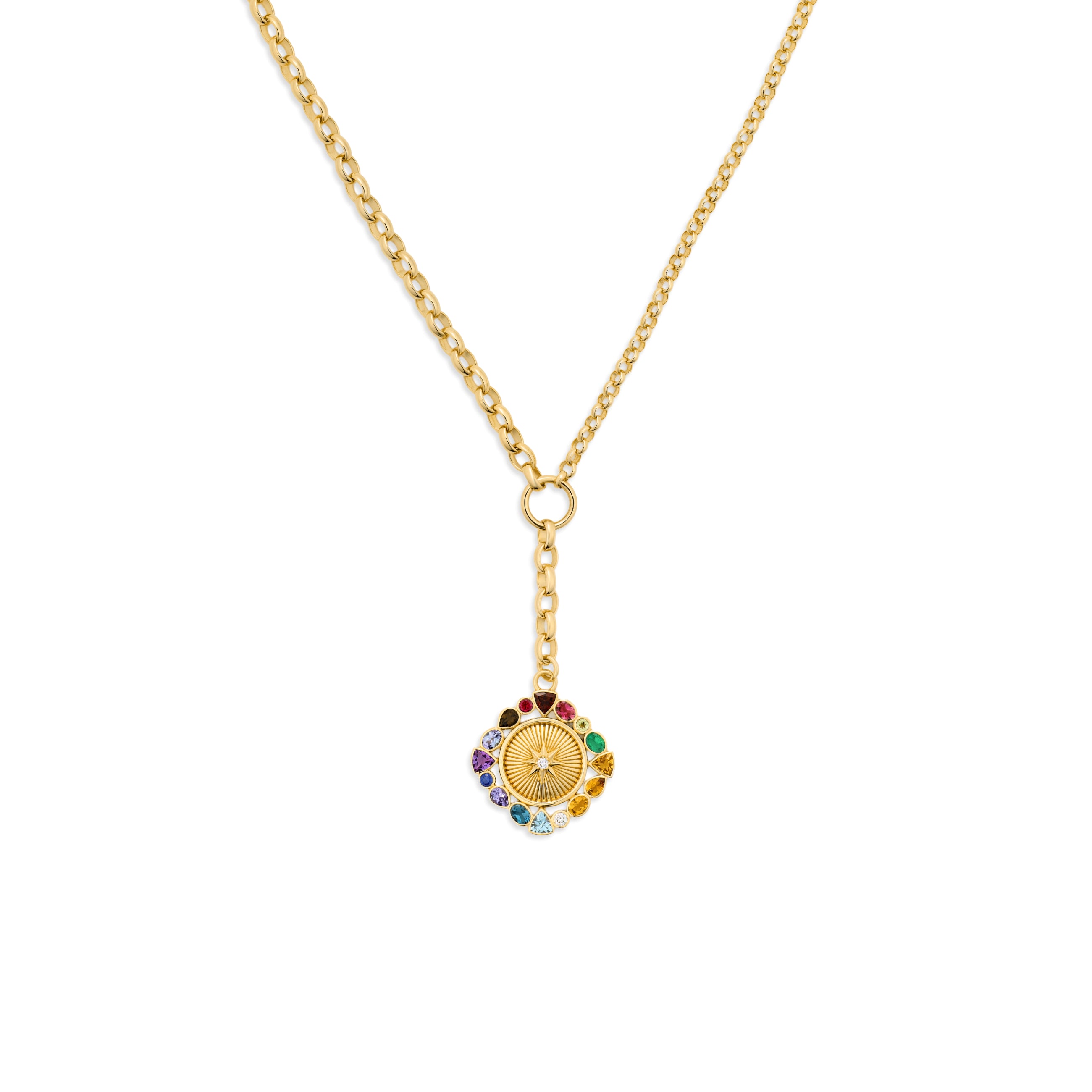 Foundrae Foundation | Temenos Inner Light Heavy Mixed Belcher Extension Necklace | Multi-Stone, Yel