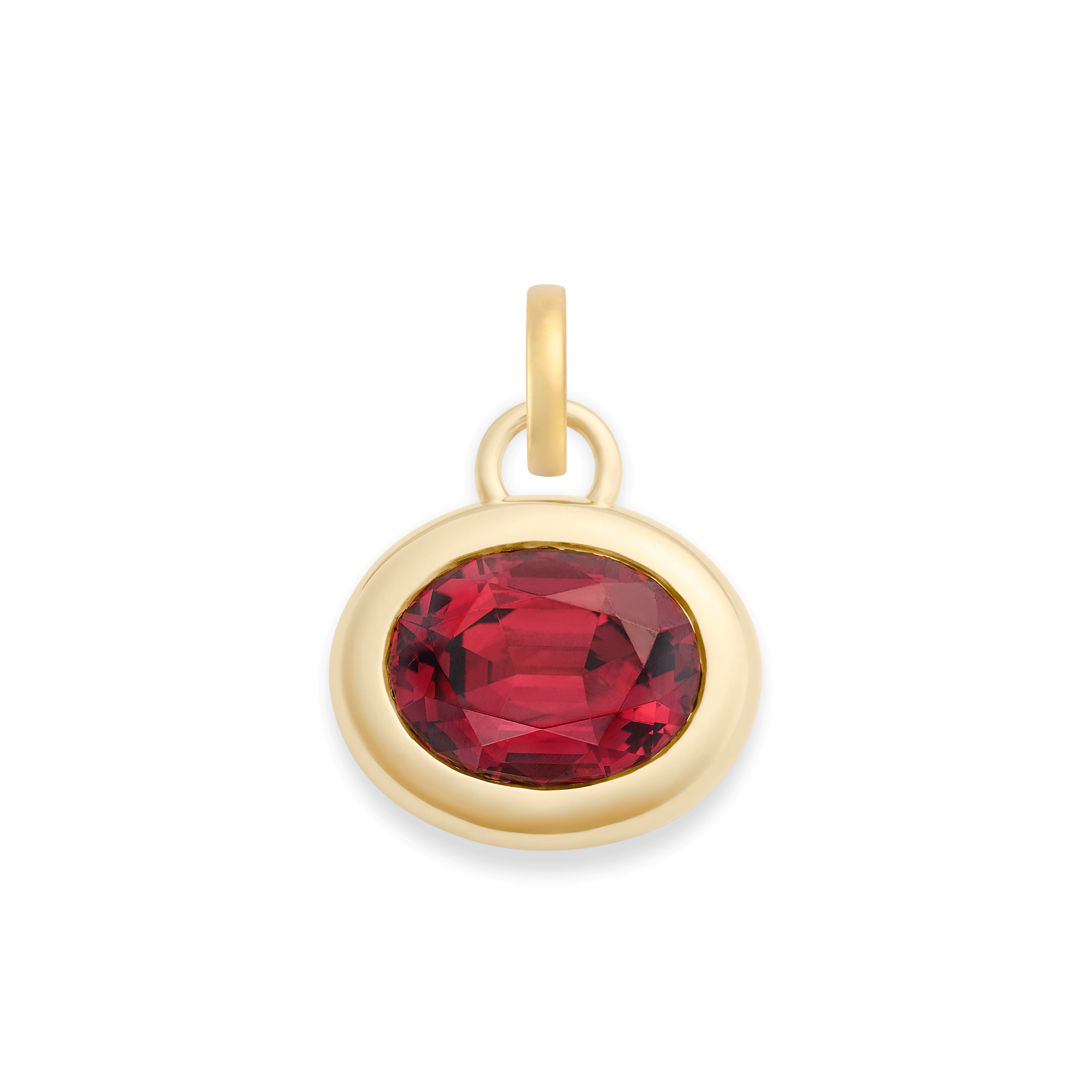 Foundrae One of a Kind | Oval Cut Malaya Garnet Gemstone Cache Link Pendant 4.32ct | Garnet, Yellow
