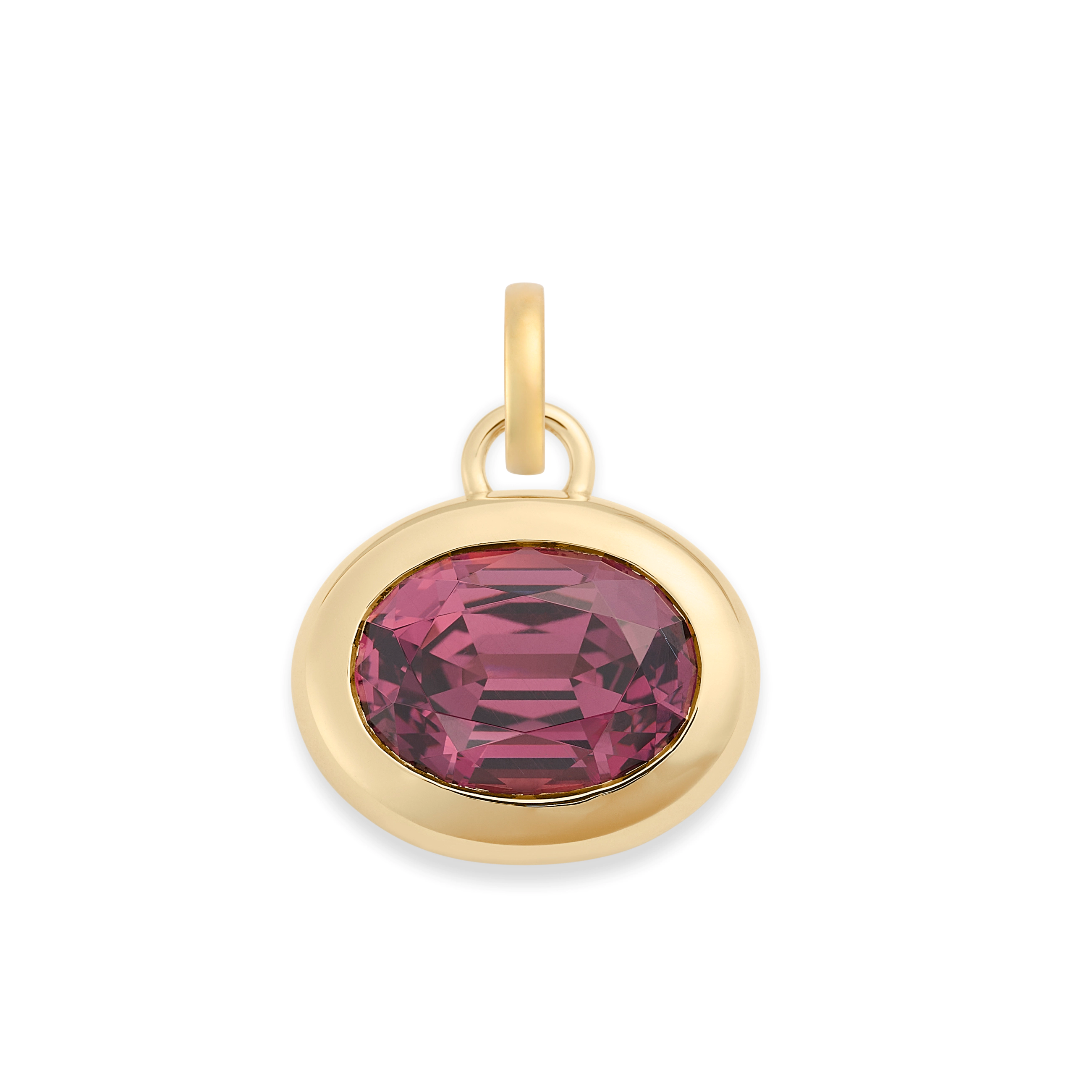 Foundrae One of a Kind | Oval Cut Malaya Garnet Gemstone Cache Link Pendant 7.41ct | Garnet, Yellow