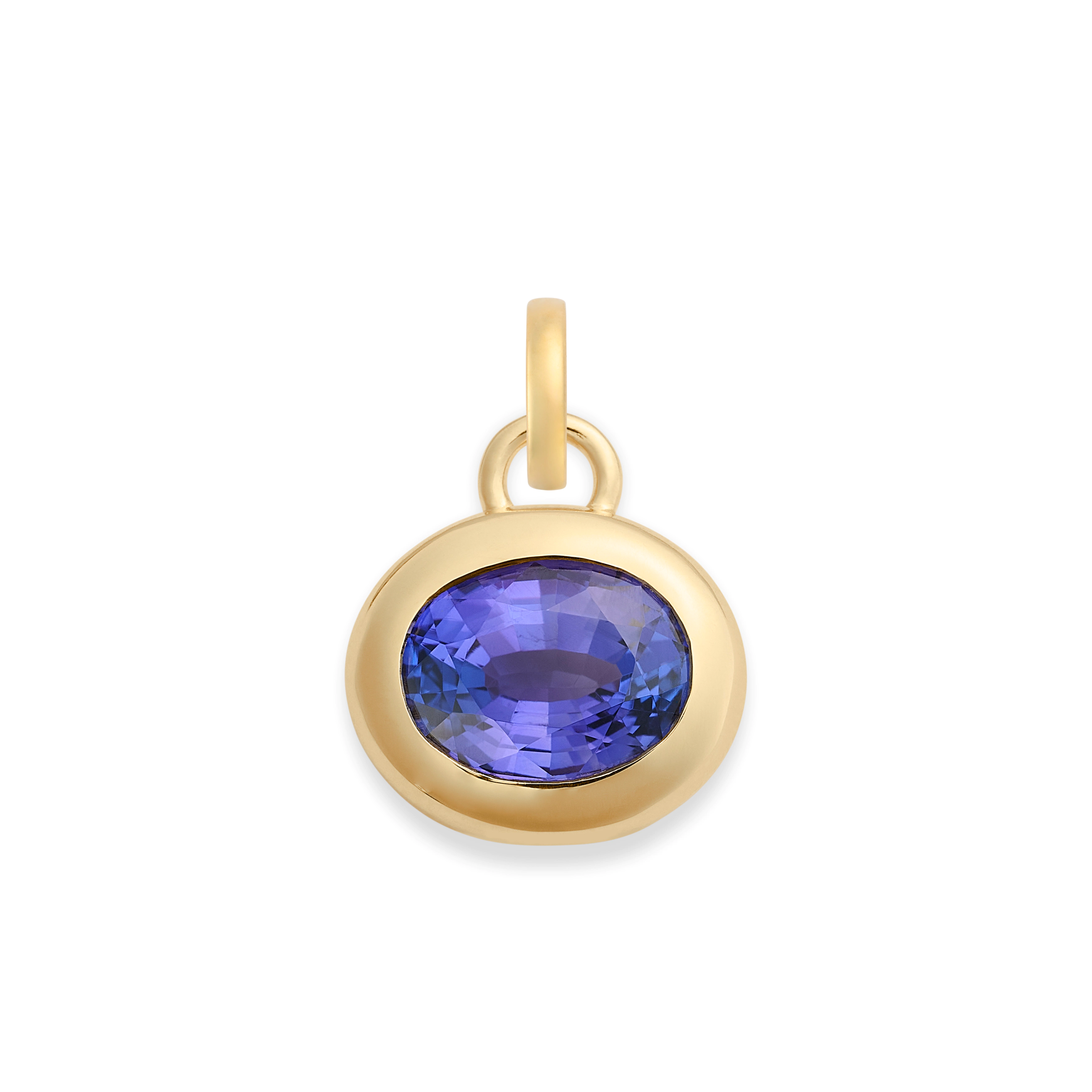 Foundrae One of a Kind | Oval Cut Tanzanite Gemstone Cache Link Pendant 3.54ct | Tanzanite, Yellow