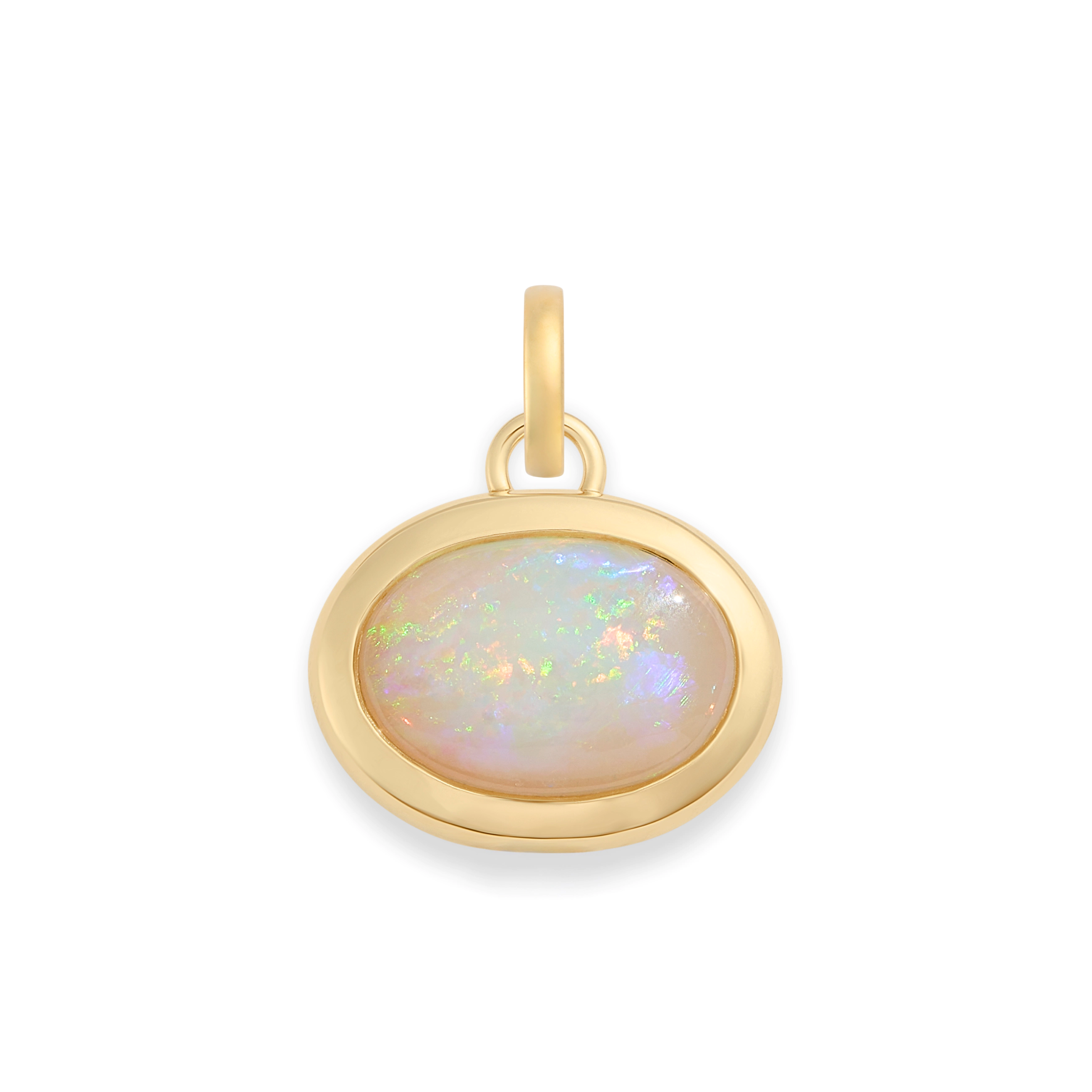 Foundrae One of a Kind | Oval Cut Australian Opal Gemstone Cache Link Pendant 3.15ct | Opal, Yellow