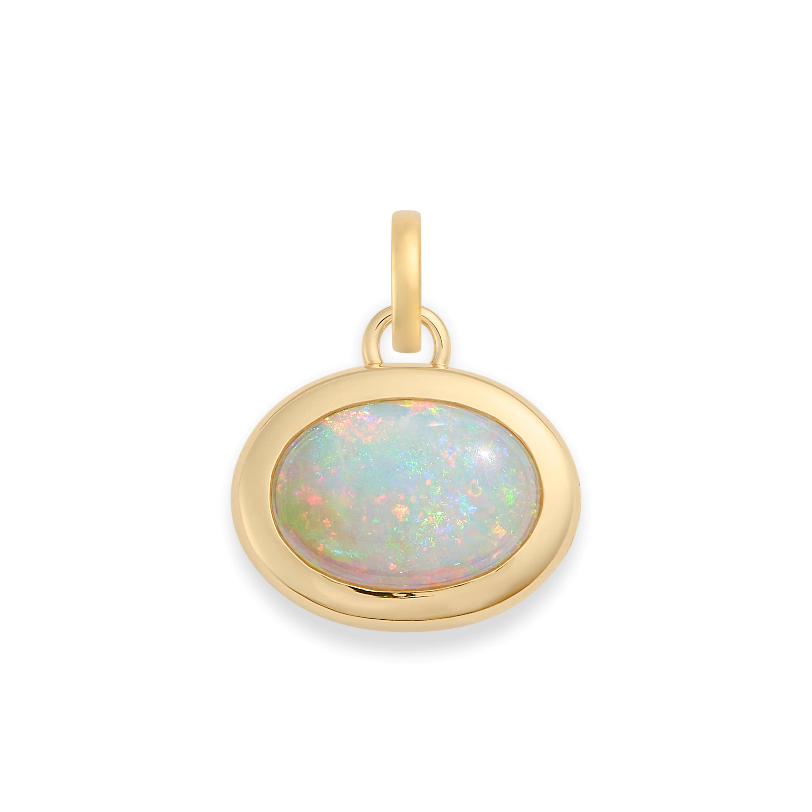Foundrae One of a Kind | Oval Cut Australian Opal Gemstone Cache Link Pendant 5.40ct | Opal, Yellow