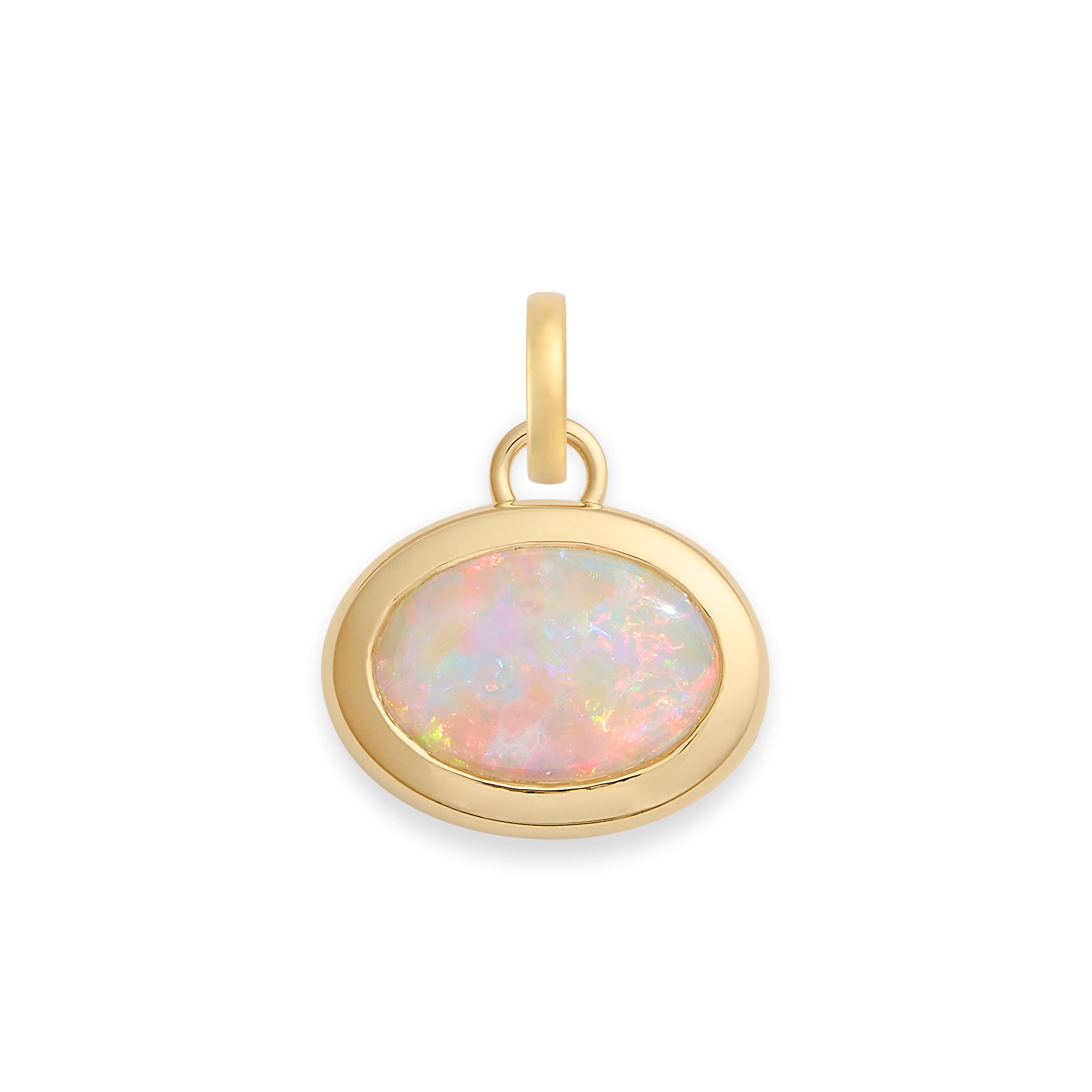 Foundrae One of a Kind | Oval Cut Australian Opal Gemstone Cache Link Pendant 4.37ct | Opal, Yellow