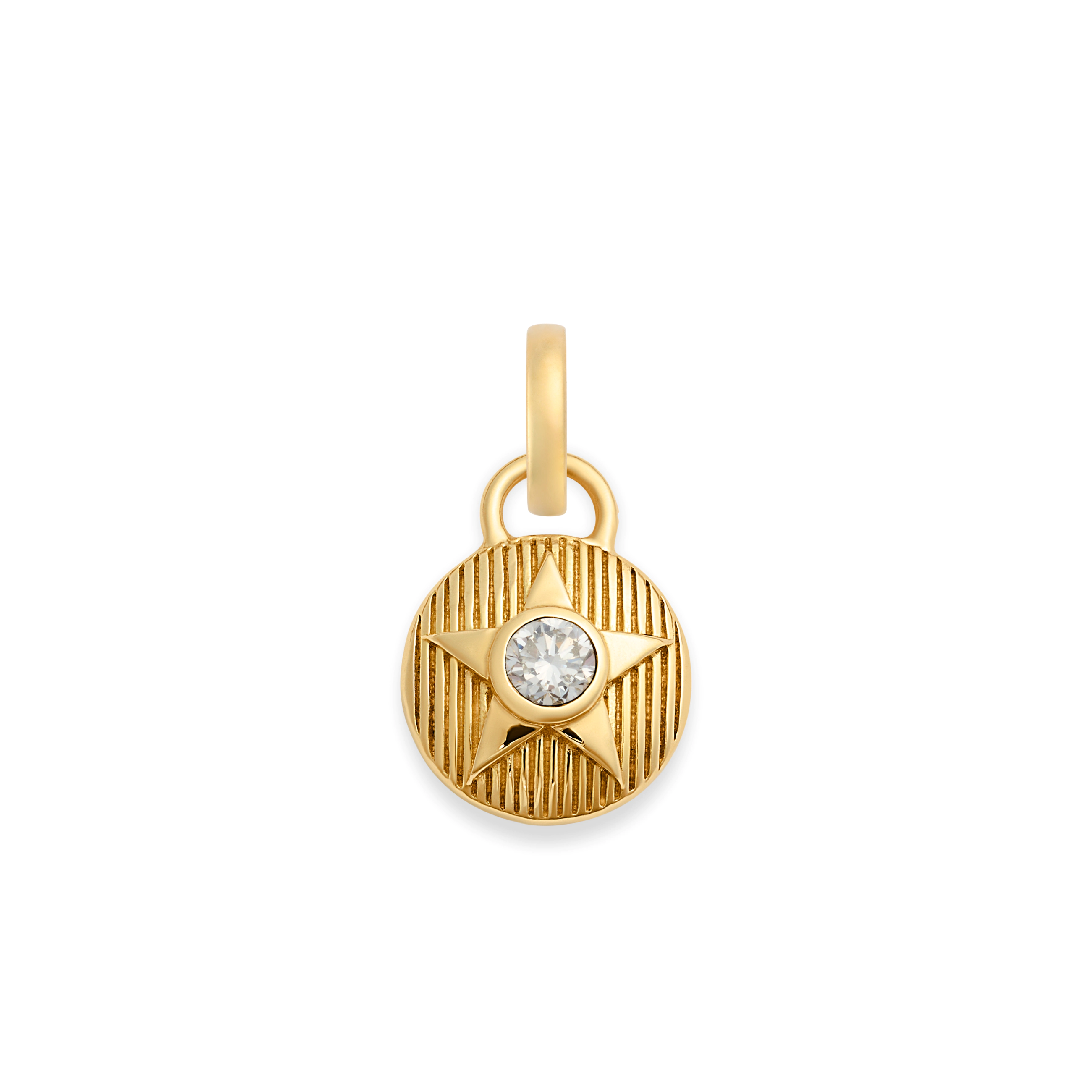 Foundrae Foundation | April Birthday Starstone Petite Medallion | Diamond, Yellow Gold
