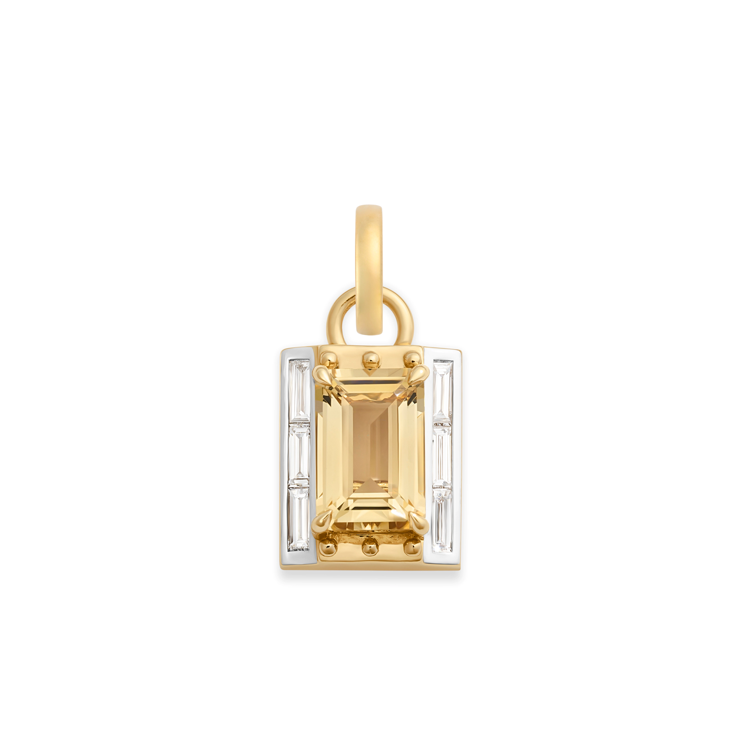 Foundrae True Love | Lovestruck Pierced Cache Link Pendant | Yellow Citrine, Diamonds, Yellow Gold