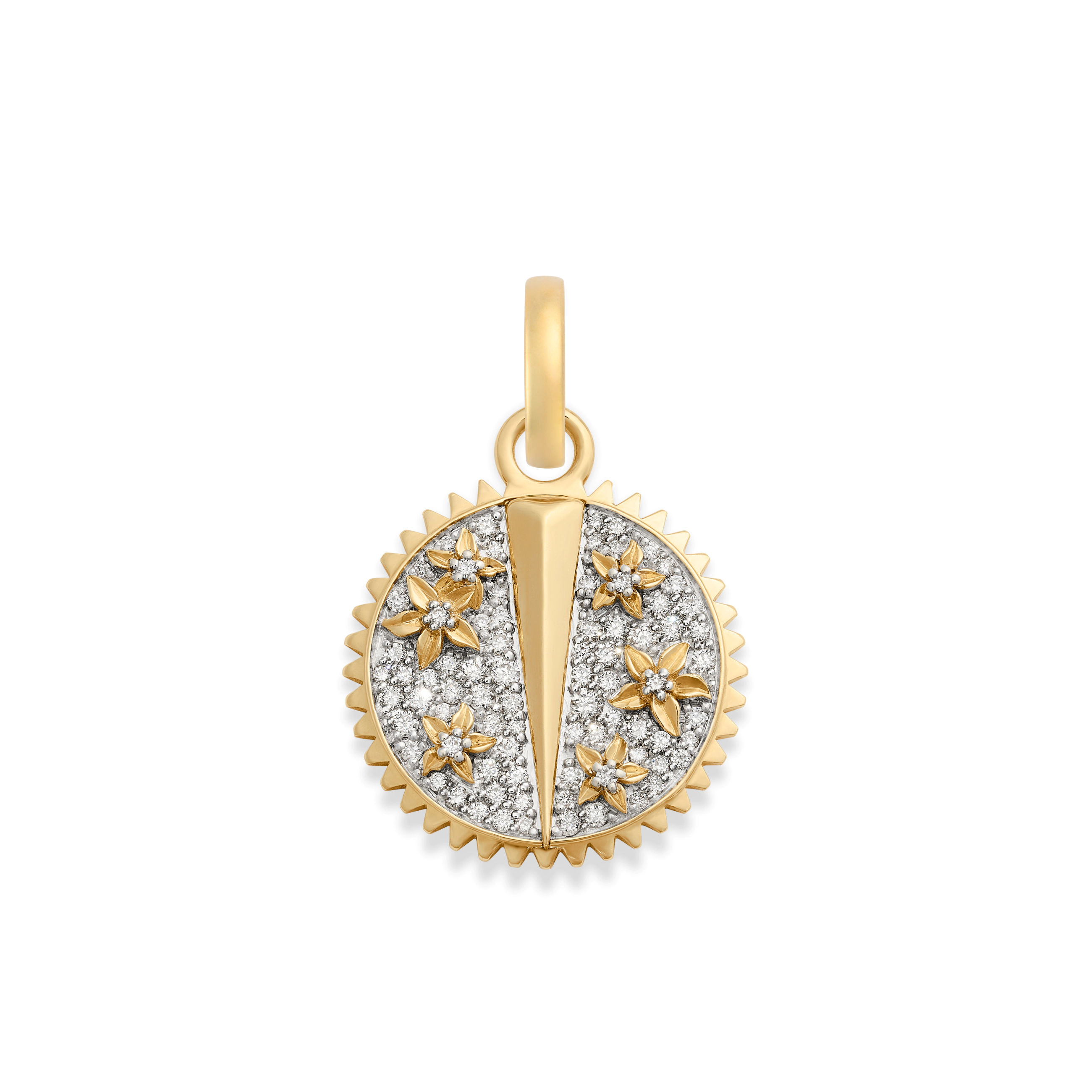 Foundrae Resilience | Pavé Blossoms Baby Medallion | Diamonds, Mixed Gold