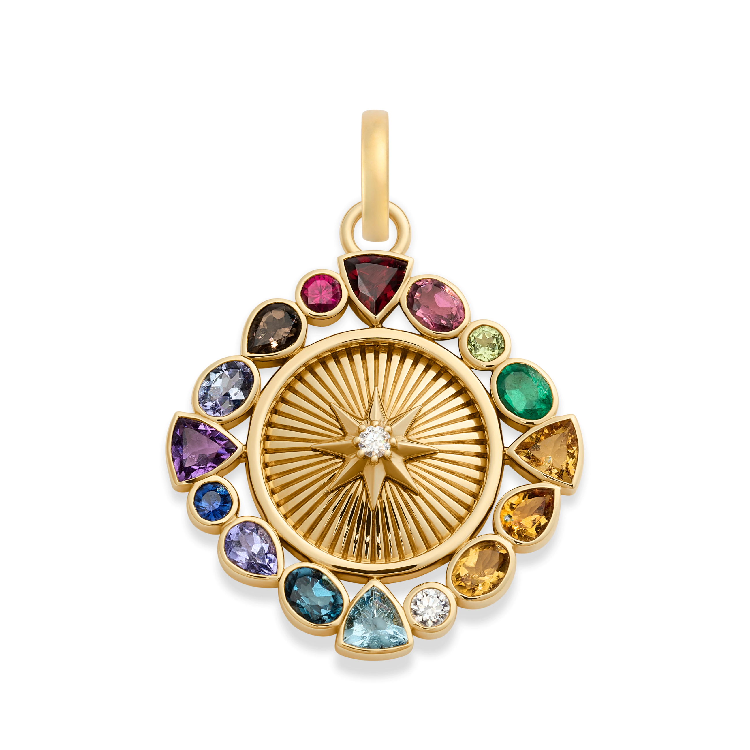 Foundrae Foundation | Temenos Inner Light Medallion | Multi-Stone, Yellow Gold