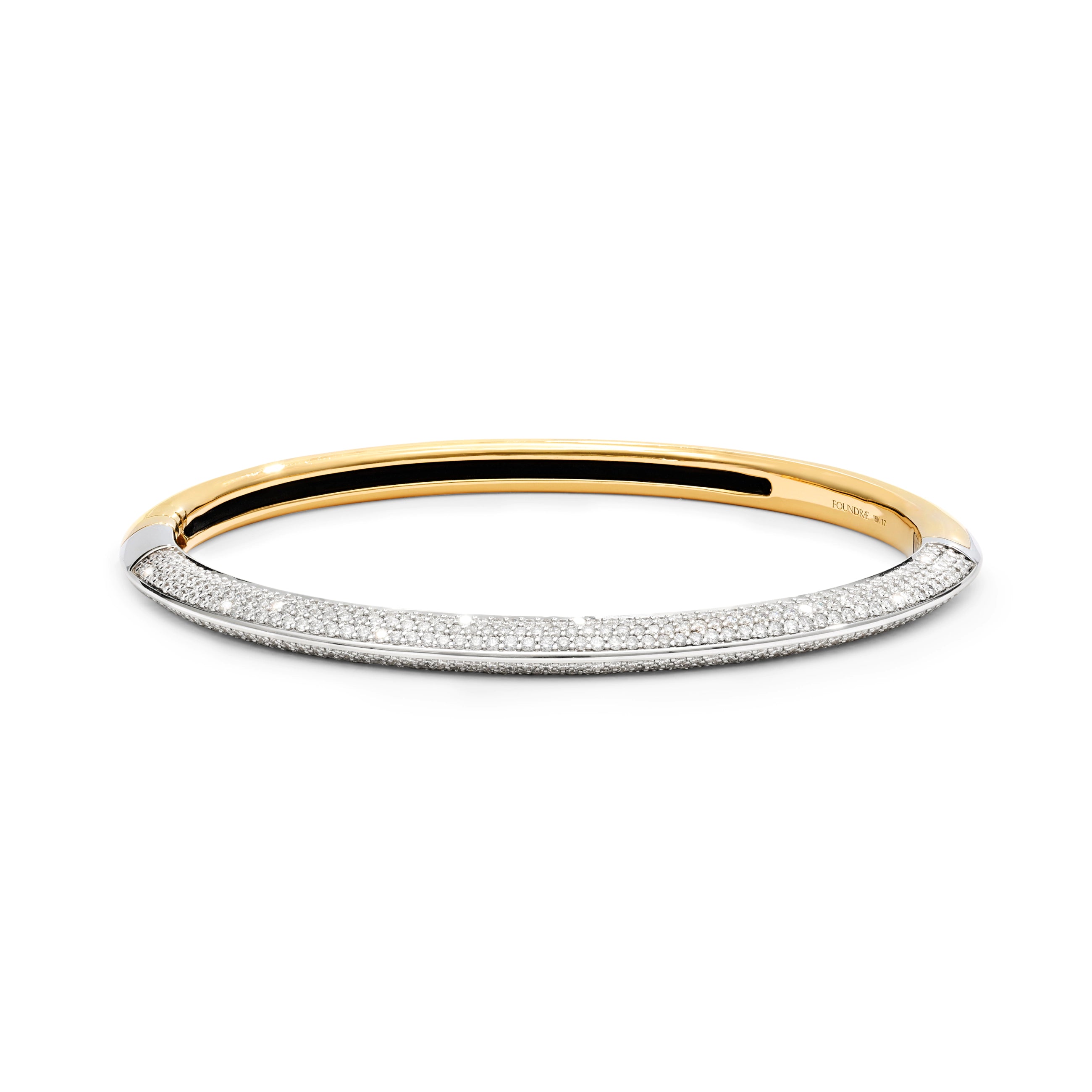 Foundrae Strong Hearts | Diamond Pavé Strong Heart Bangle | Diamonds, Mixed Gold