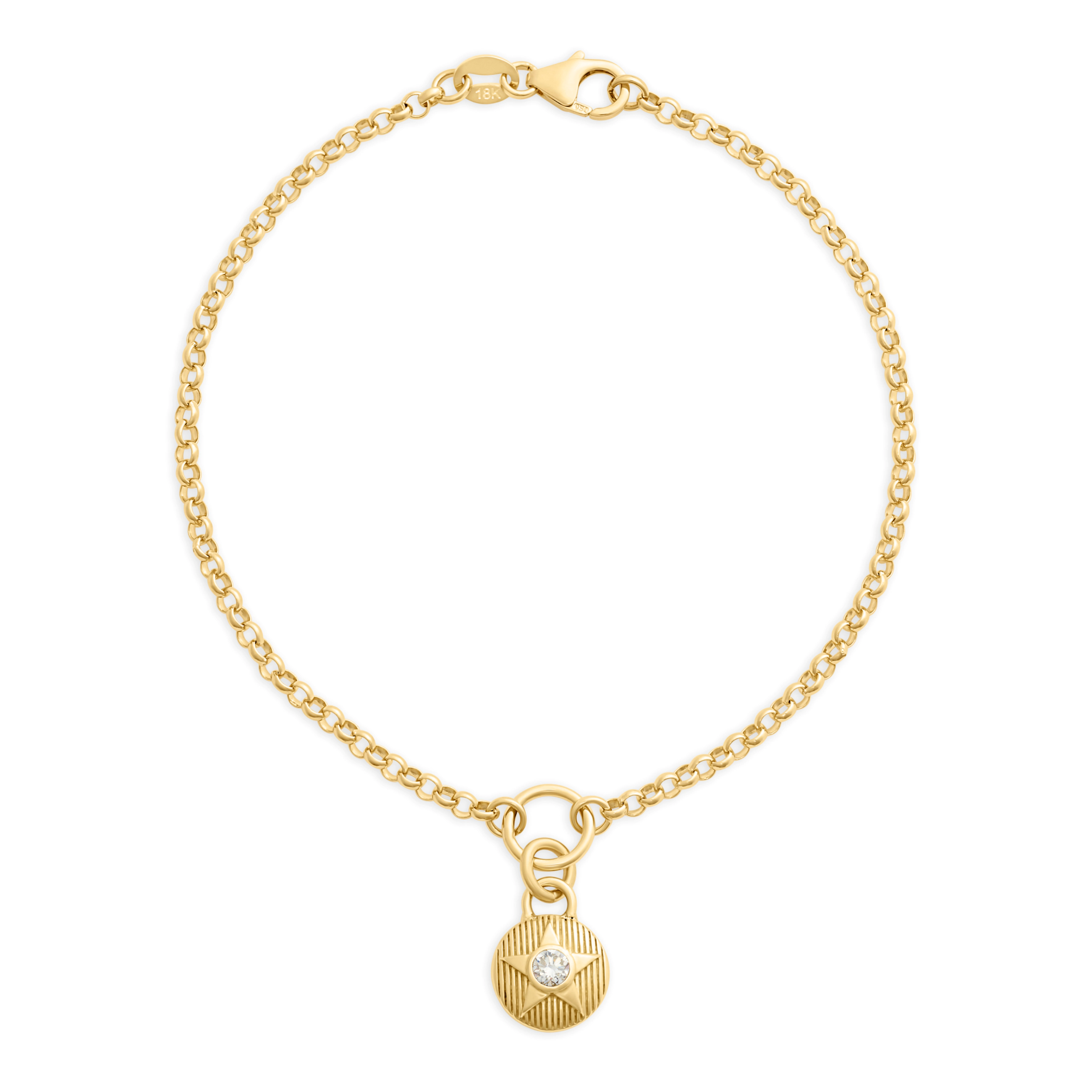 Foundrae Foundation | April Birthday Starstone Small Belcher Bracelet | Diamond, Yellow Gold