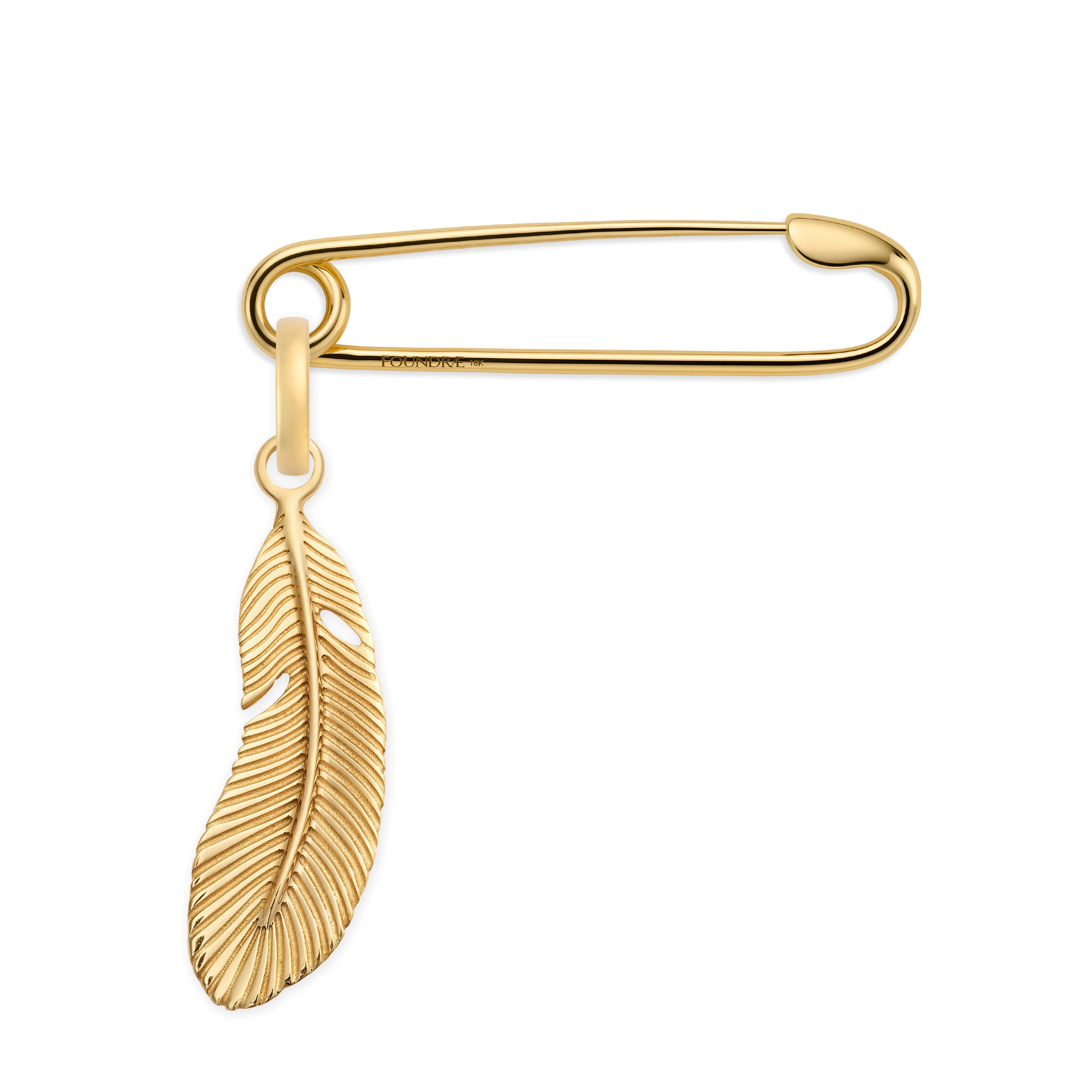 Foundrae Vivacity | Feather and Safety Pin | Yellow Gold
