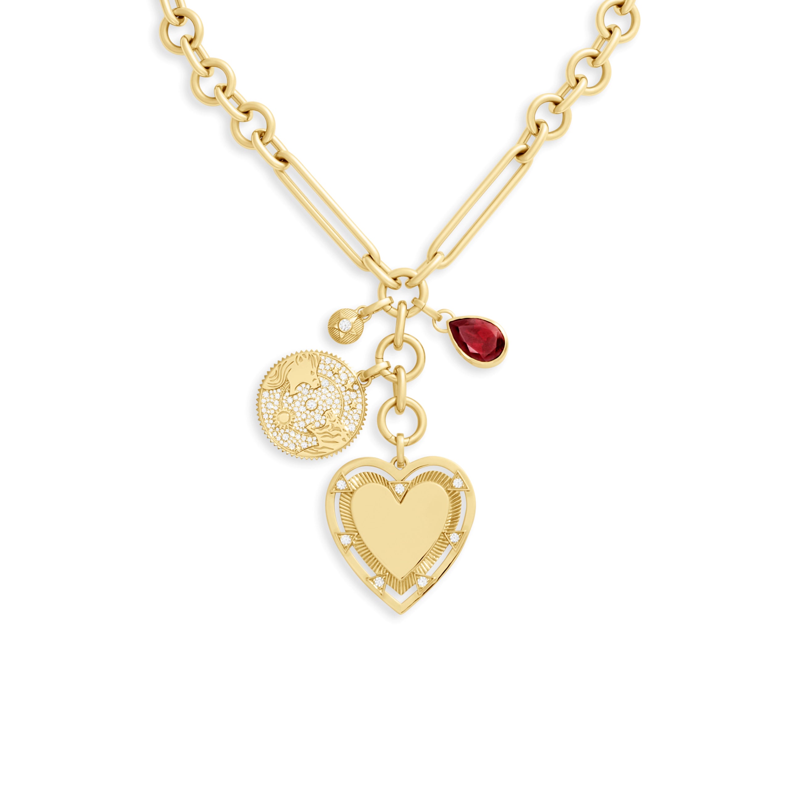 Foundrae Personalized - True Love | Engravable Heart and Pavé Solar & Lunar Oversized Mixed Clip Ne