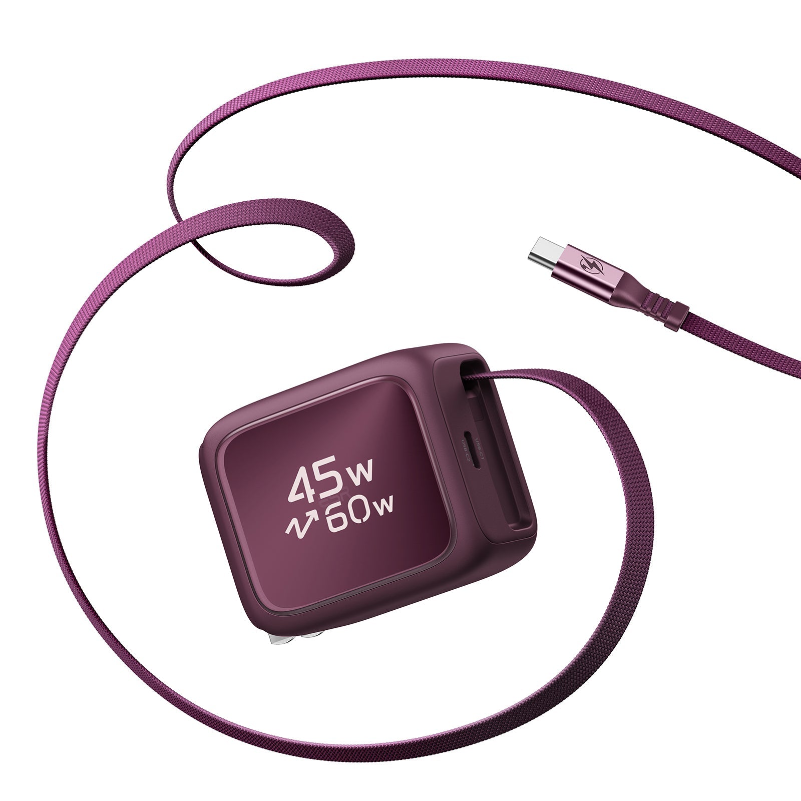 ESR Xtend 45W Retractable Charger - US Plug - Burgundy