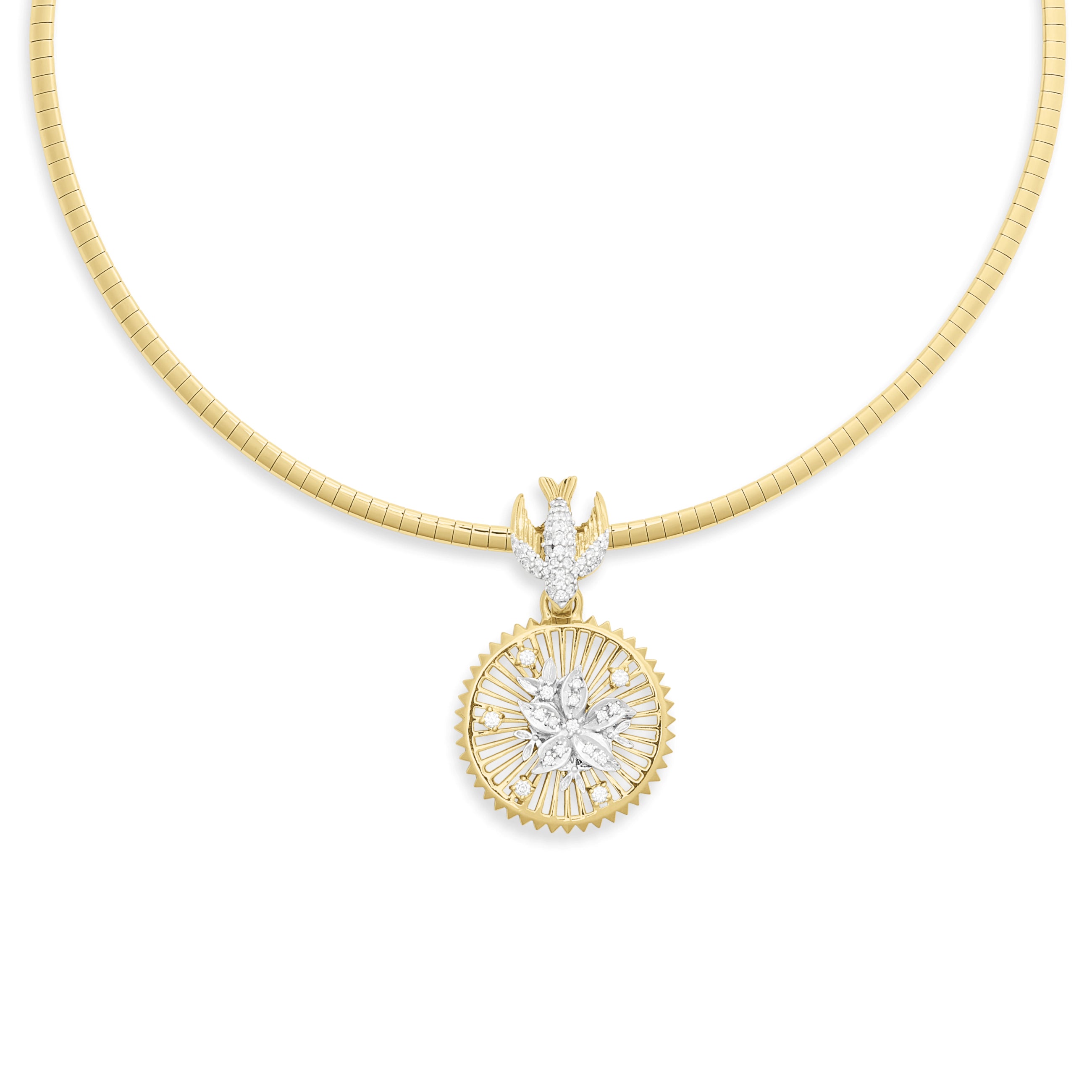 Foundrae Resilience | Blossoms and Sparrow Small Sleek Collar Necklace | Diamonds, Mixed Gold