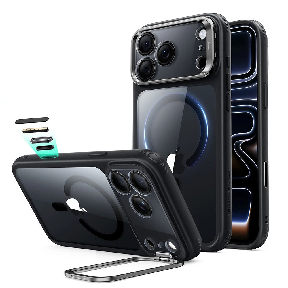 ESR iPhone 2026 Pro Classic Hybrid Magnetic Case with Camera Control and Flex Stand - Clear Bl