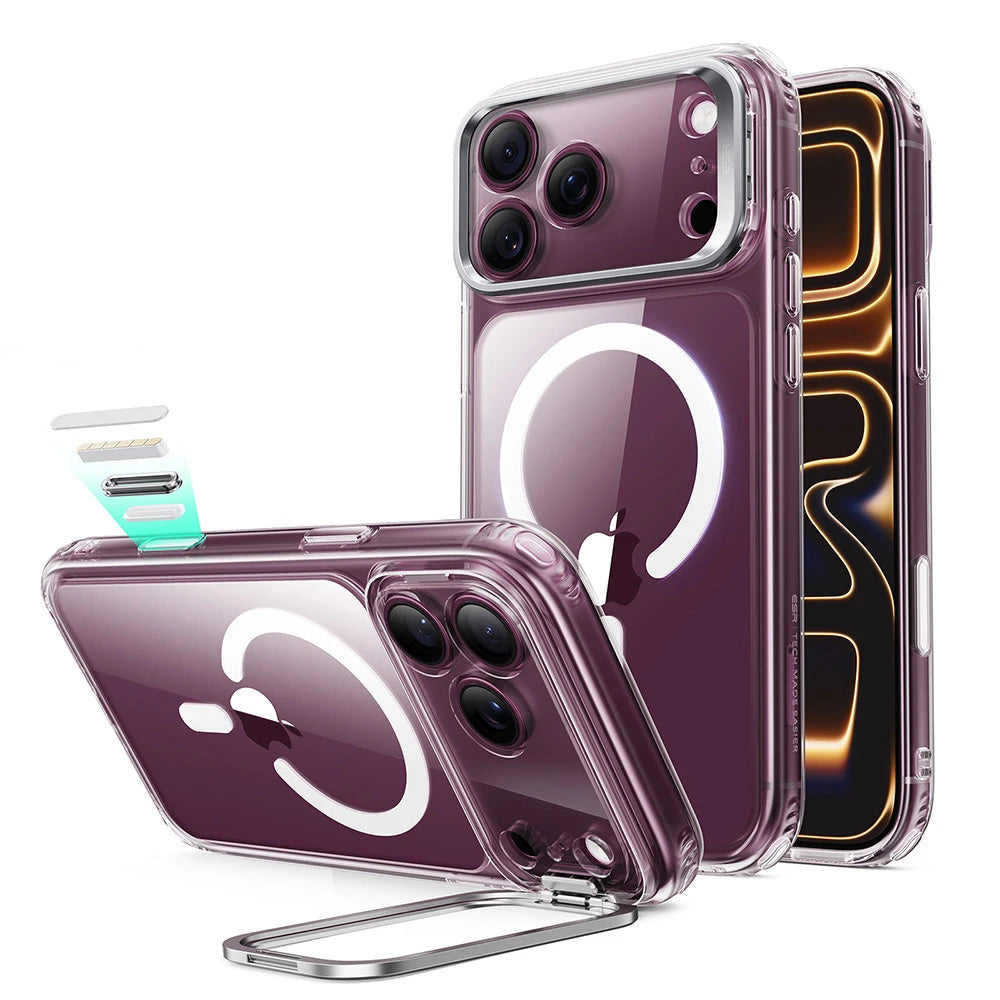 ESR iPhone 2026 Pro Classic Hybrid Magnetic Case with Camera Control and Flex Stand - Clear