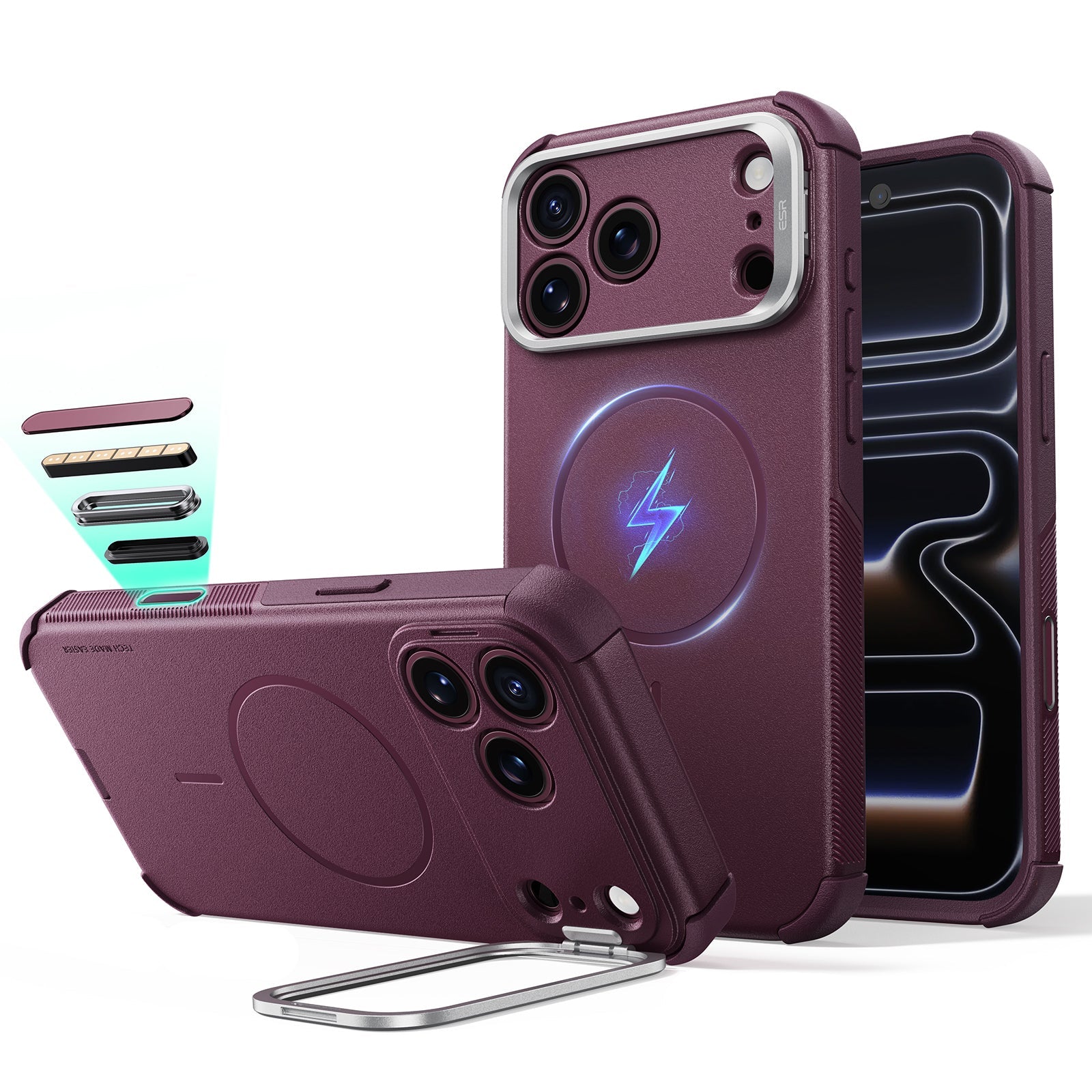 ESR iPhone 2026 Pro Max Cyber Tough Magnetic Case with Camera Control and Flex Stand - Deep Bu