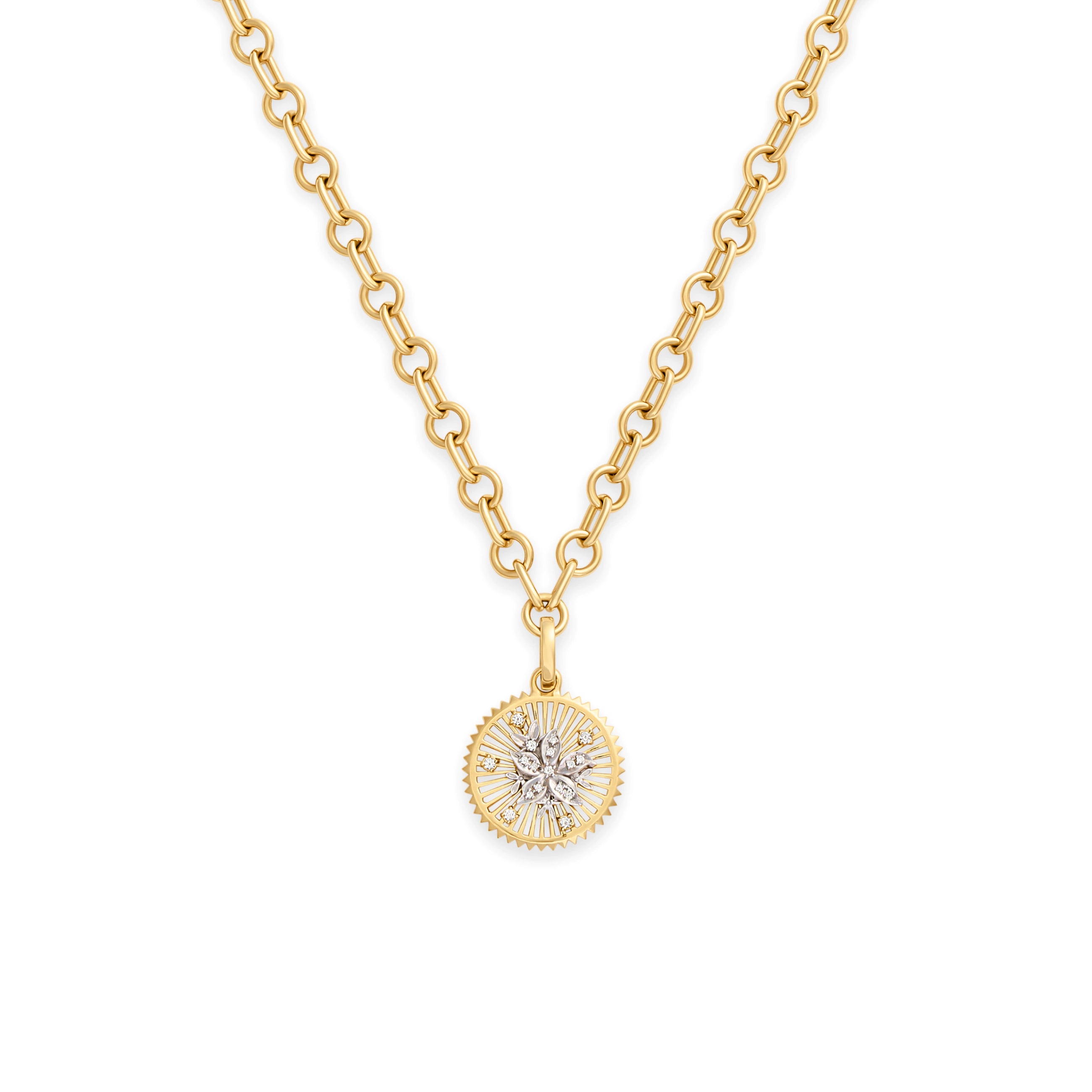 Foundrae Resilience | Blossoms Small Mixed Link Necklace | Diamonds, Mixed Gold