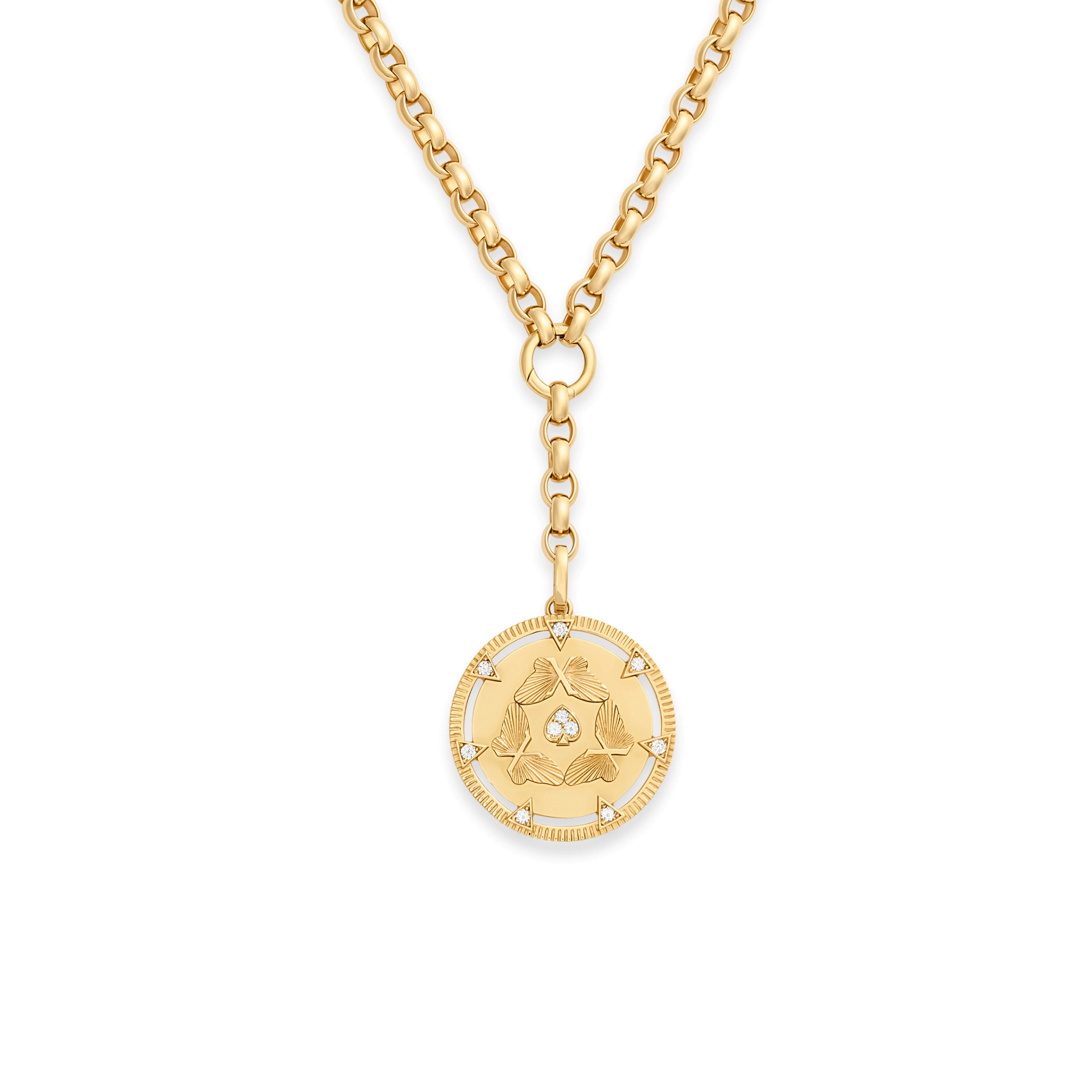 Foundrae Reverie | Butterfly Triskele Oversized Belcher Extension Necklace | Diamonds, Yellow Gold