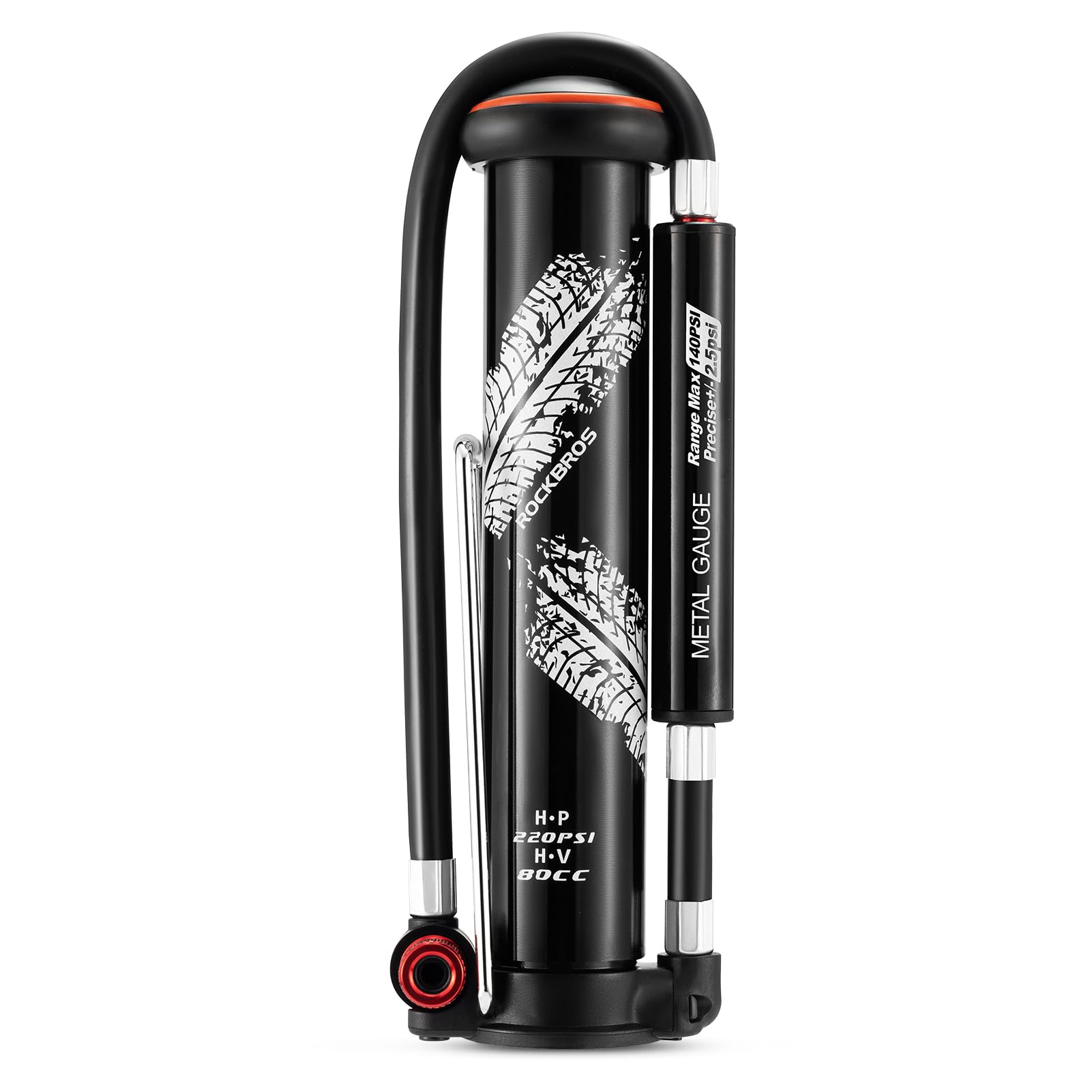 Swagtron 2-in-1 Manual Bike Pump – Hand Pump or Floor Pump, 220 PSI, Hidden Gauge