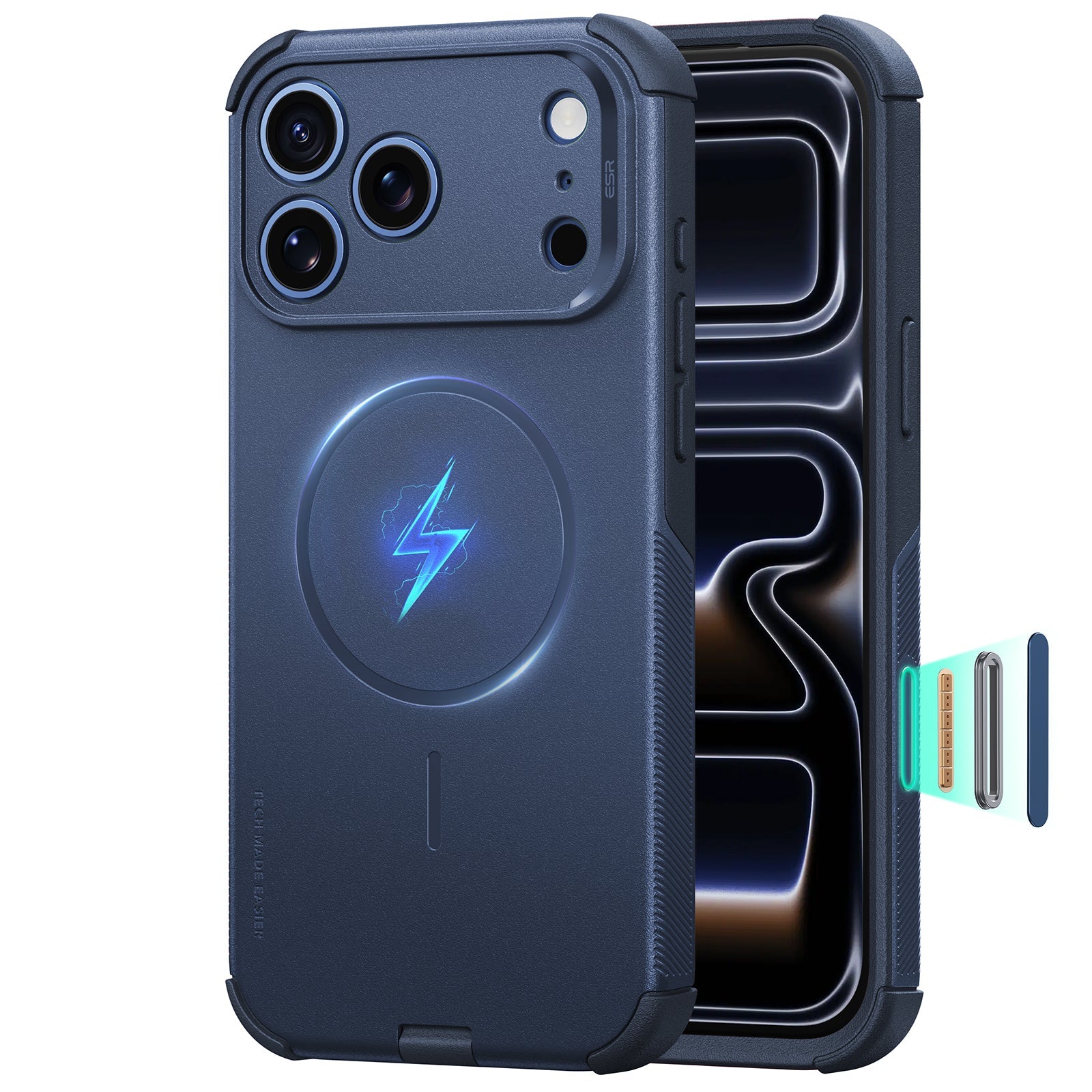 ESR iPhone 2026 Pro Max Cyber Tough Magnetic Case with Camera Control - Navy Blue