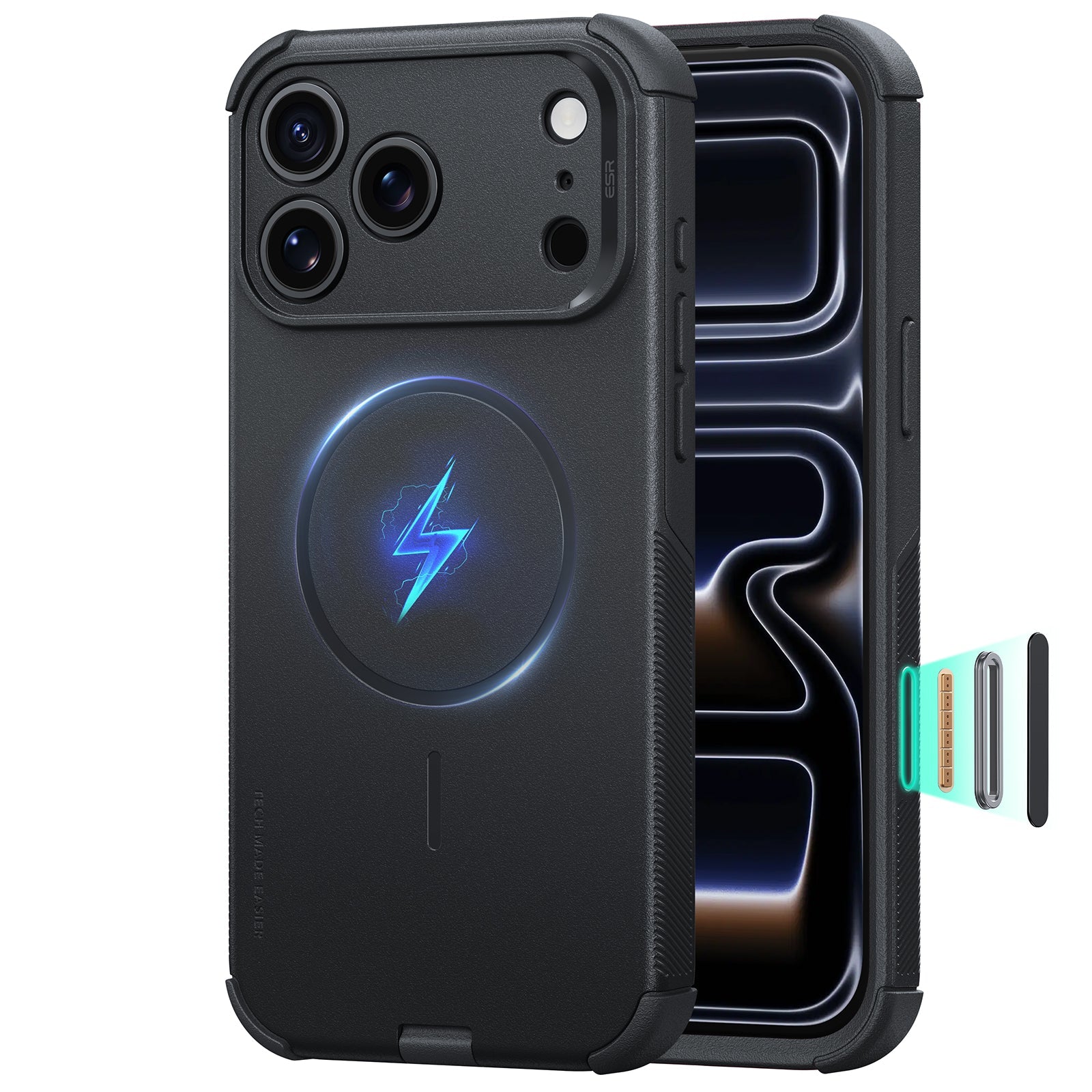 ESR iPhone 2026 Pro Cyber Tough Magnetic Case with Camera Control - Black