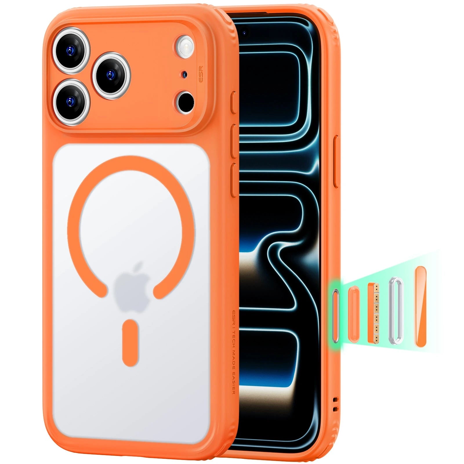 ESR iPhone 2026 Pro Max Classic Hybrid Magnetic Case with Camera Control - Frosted Orange
