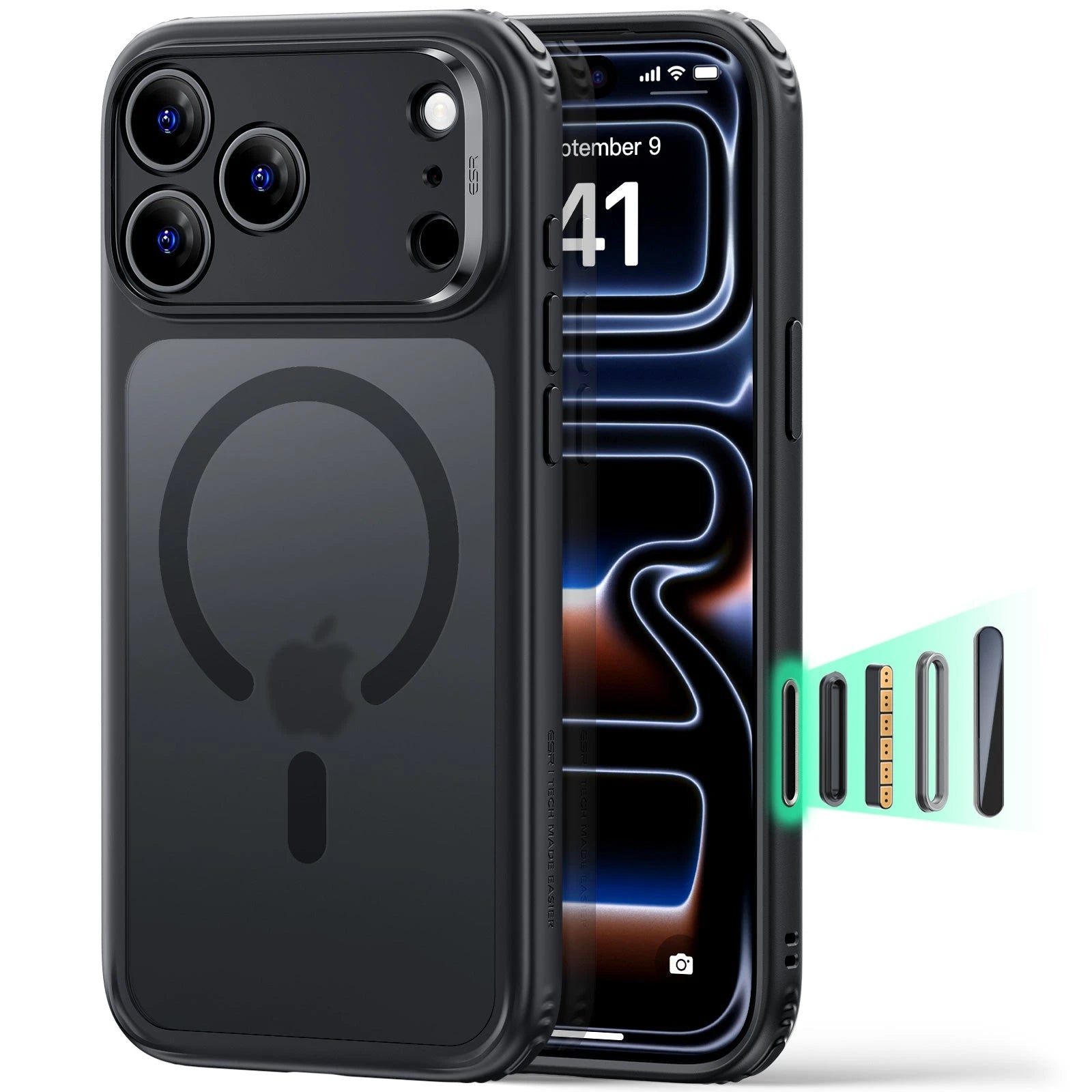 ESR iPhone 2026 Pro Max Classic Hybrid Magnetic Case with Camera Control - Frosted Black