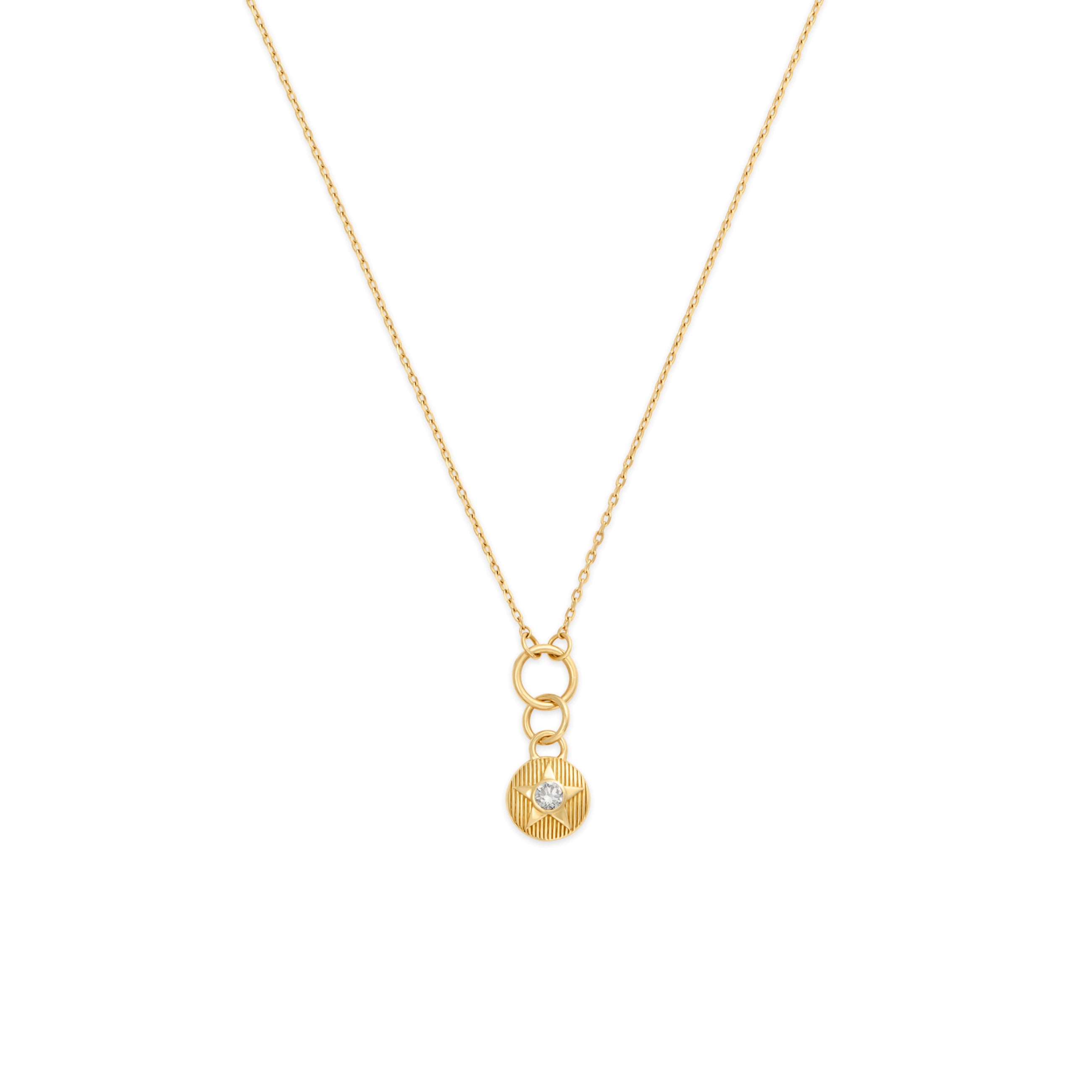 Foundrae Foundation | April Birthday Starstone Thread Necklace | Diamond, Yellow Gold