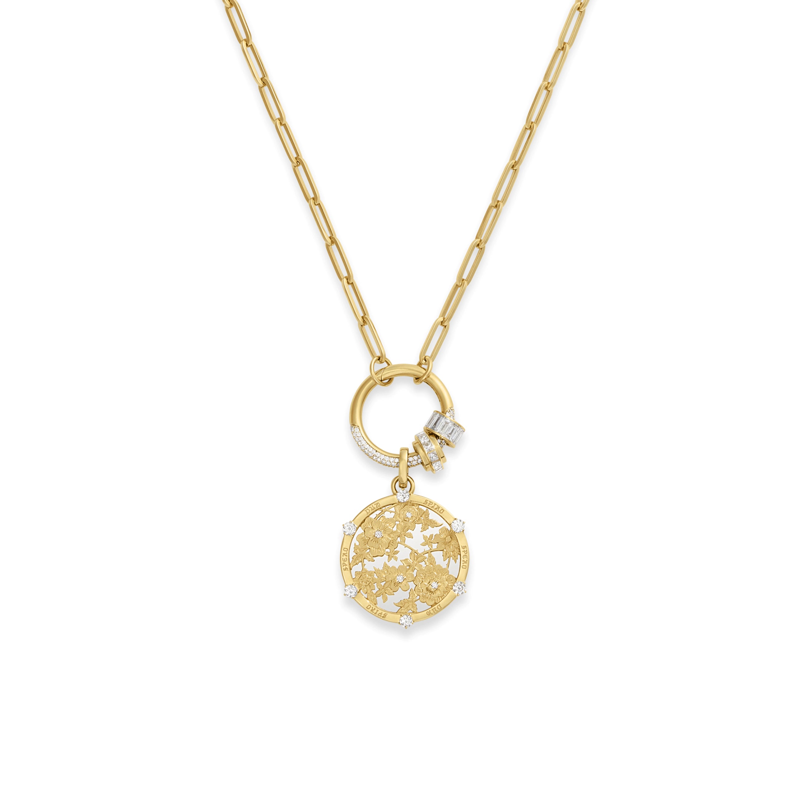 Foundrae Resilience - True Love | Floral Screen and Heart Beats Medium Clip Open Chain | Diamonds,
