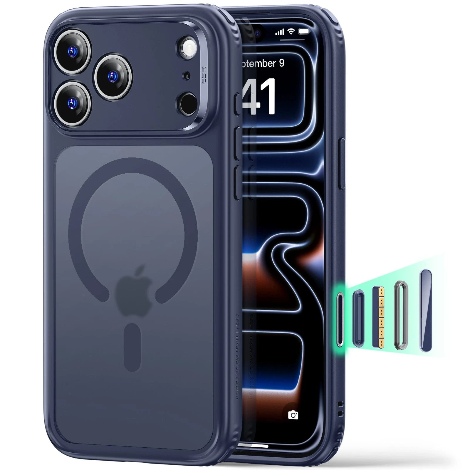 ESR iPhone 2026 Pro Classic Hybrid Magnetic Case with Camera Control - Frosted Blue