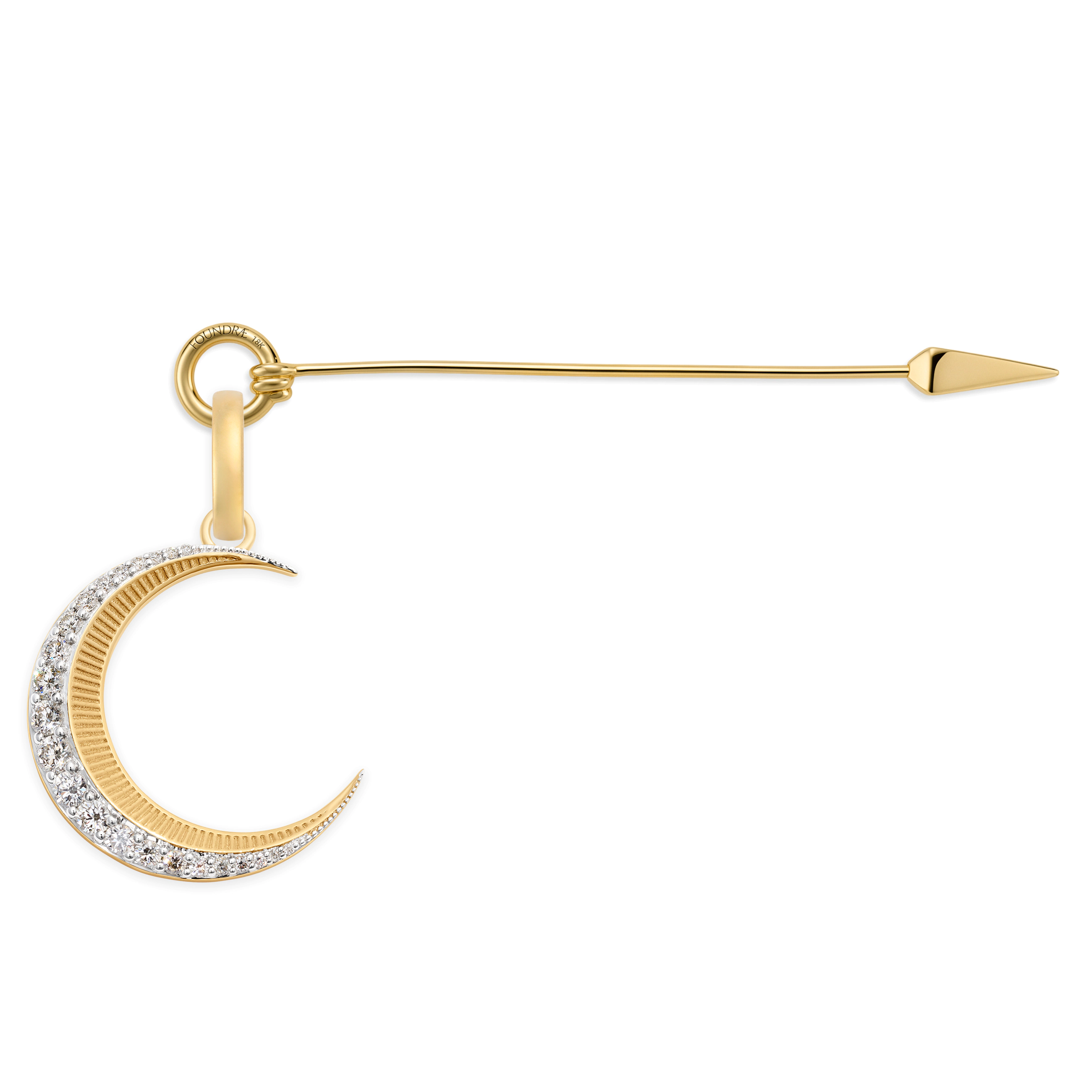Foundrae Infinite Gratitude | Crescent Stick Pin | Diamonds, Yellow Gold