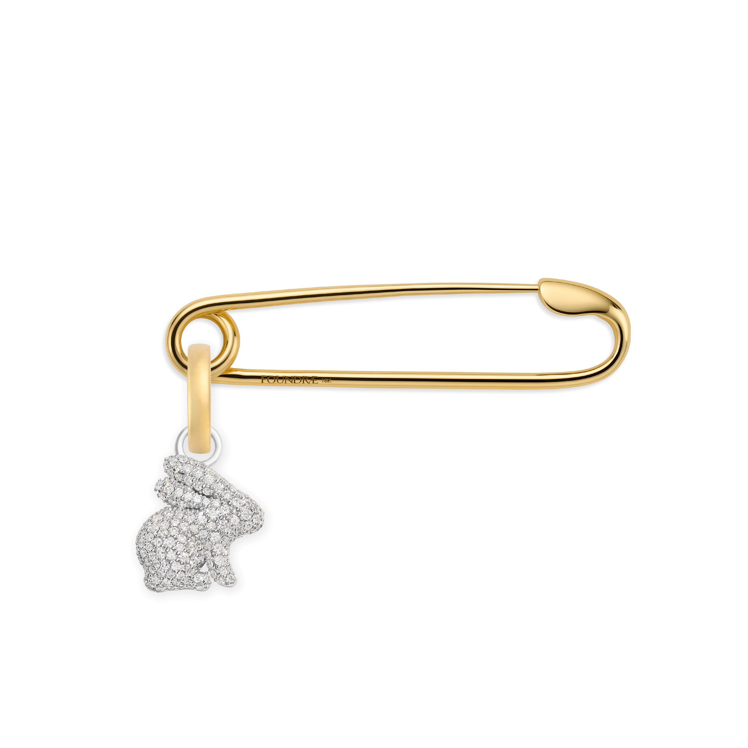 Foundrae True Love | Snow Pavé Bunny and Safety Pin | Diamonds, Mixed Gold