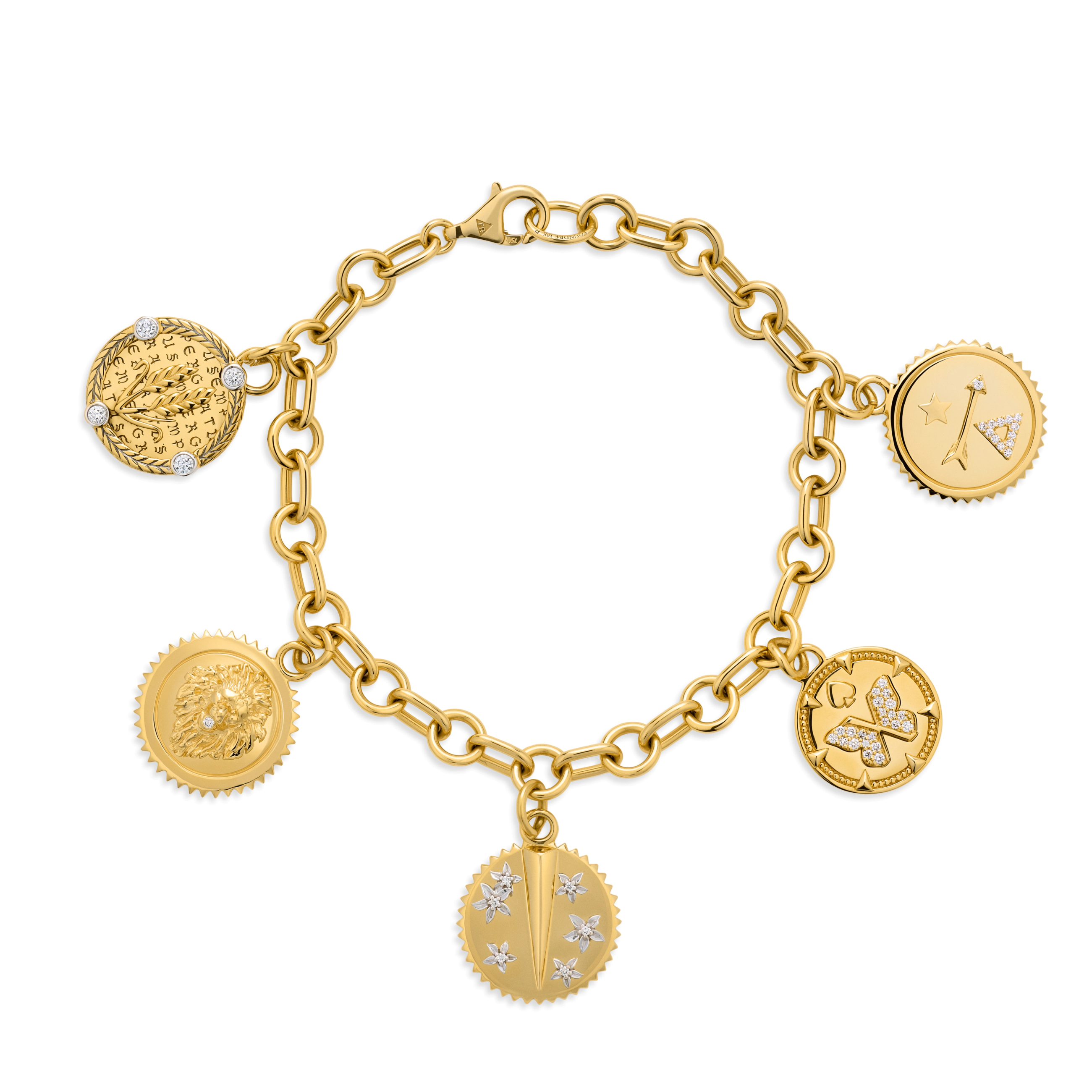 Foundrae Resilience - Reverie | Blossoms and Butterfly Small Mixed Link Bracelet | Diamonds, Yellow