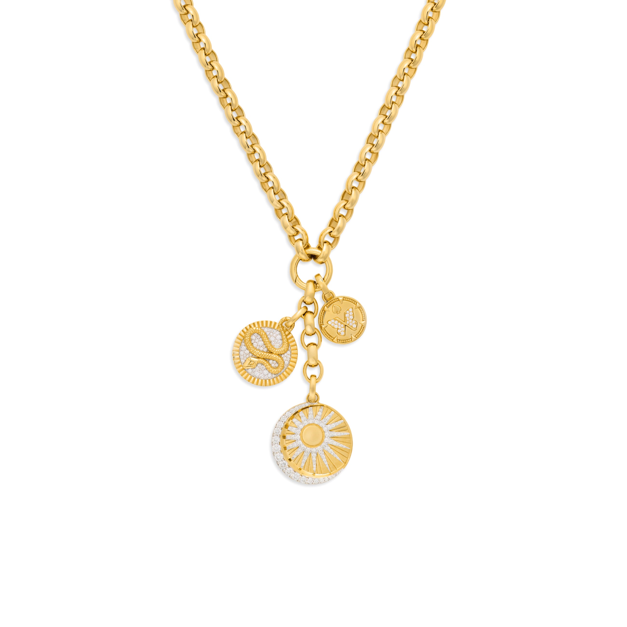 Foundrae Wholeness - Reverie | Balance and Pavé Snake Oversized Belcher Extension Necklace | Diamon